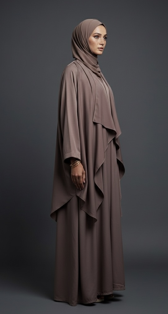 Dusty Mauve layered abaya