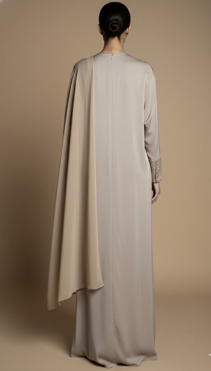 Beige Gathered Dress