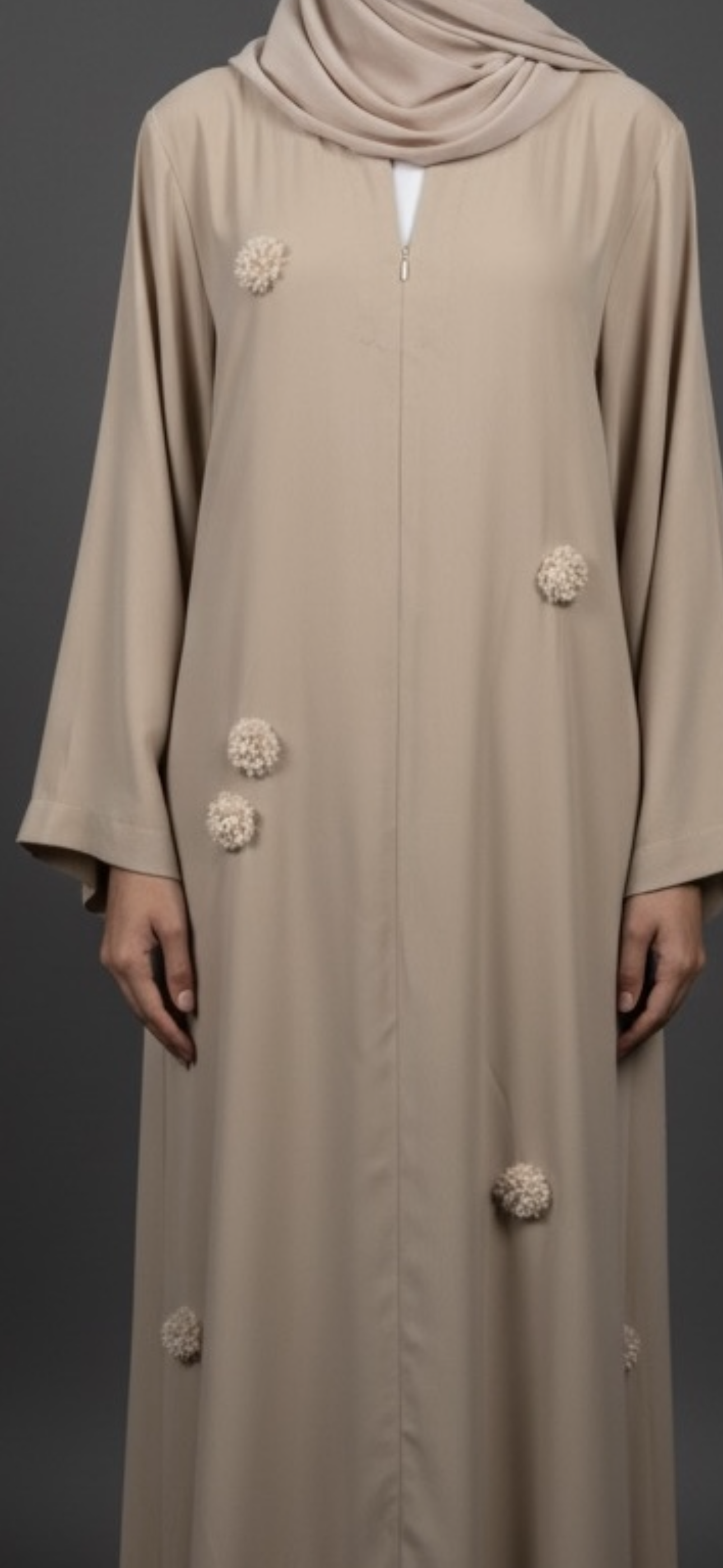 Beige Floral Abaya