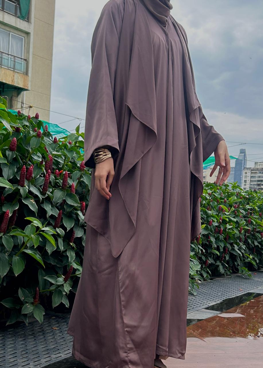 Dusty Mauve layered abaya