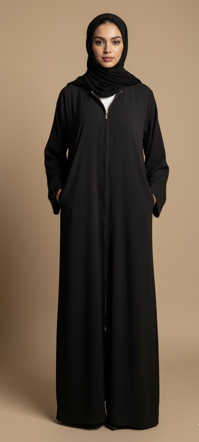 Black Zip-up Abaya