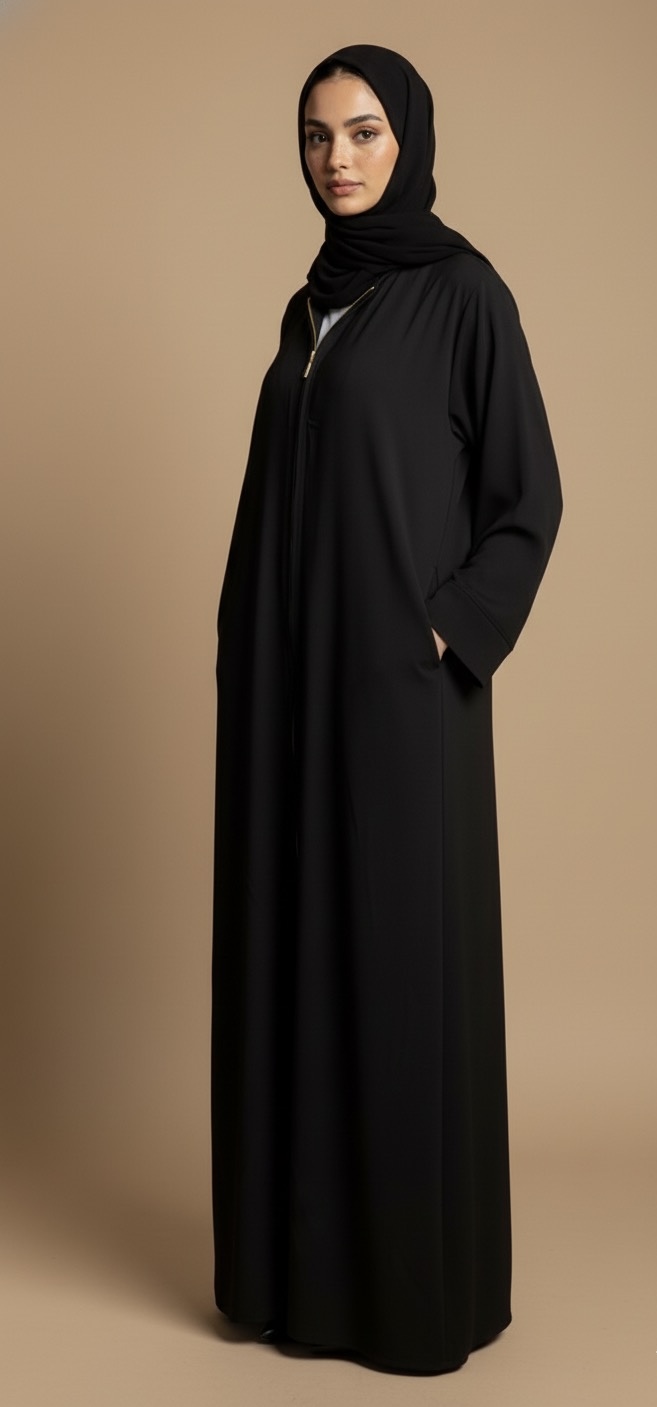Black Zip-up Abaya