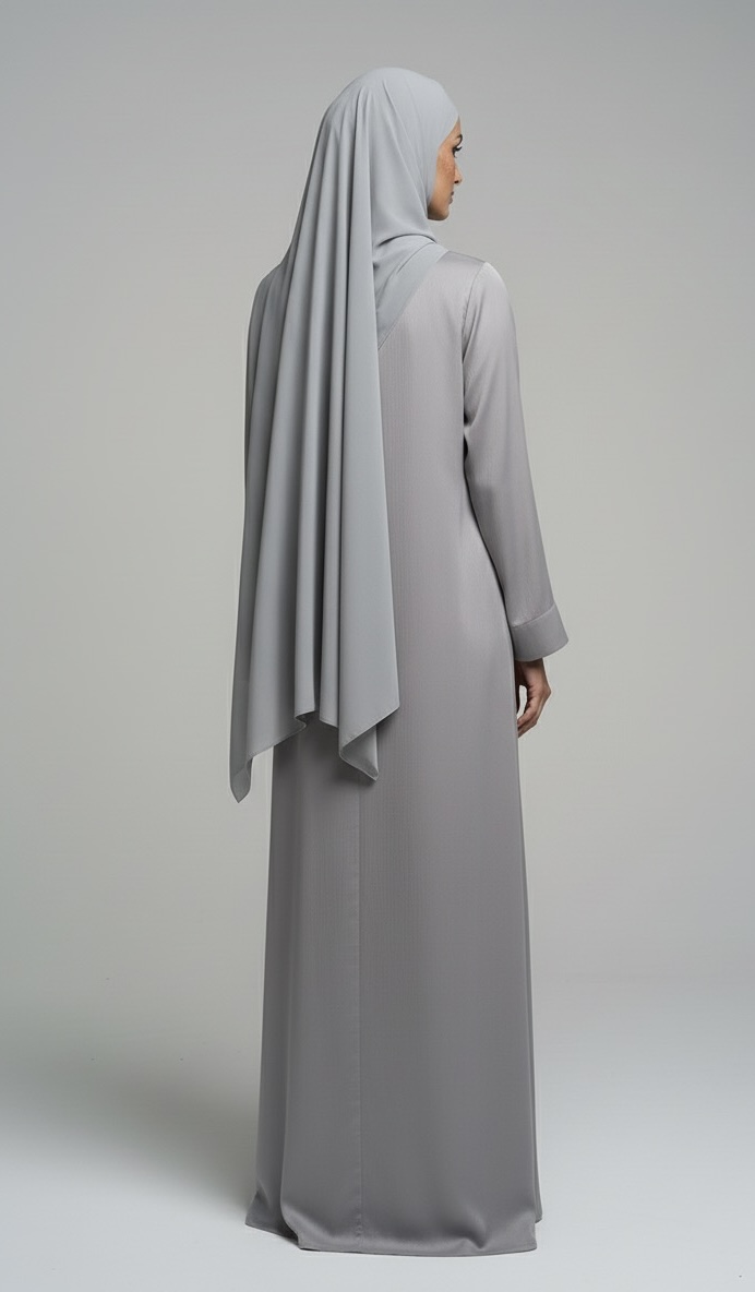 Grey Front Open Abaya