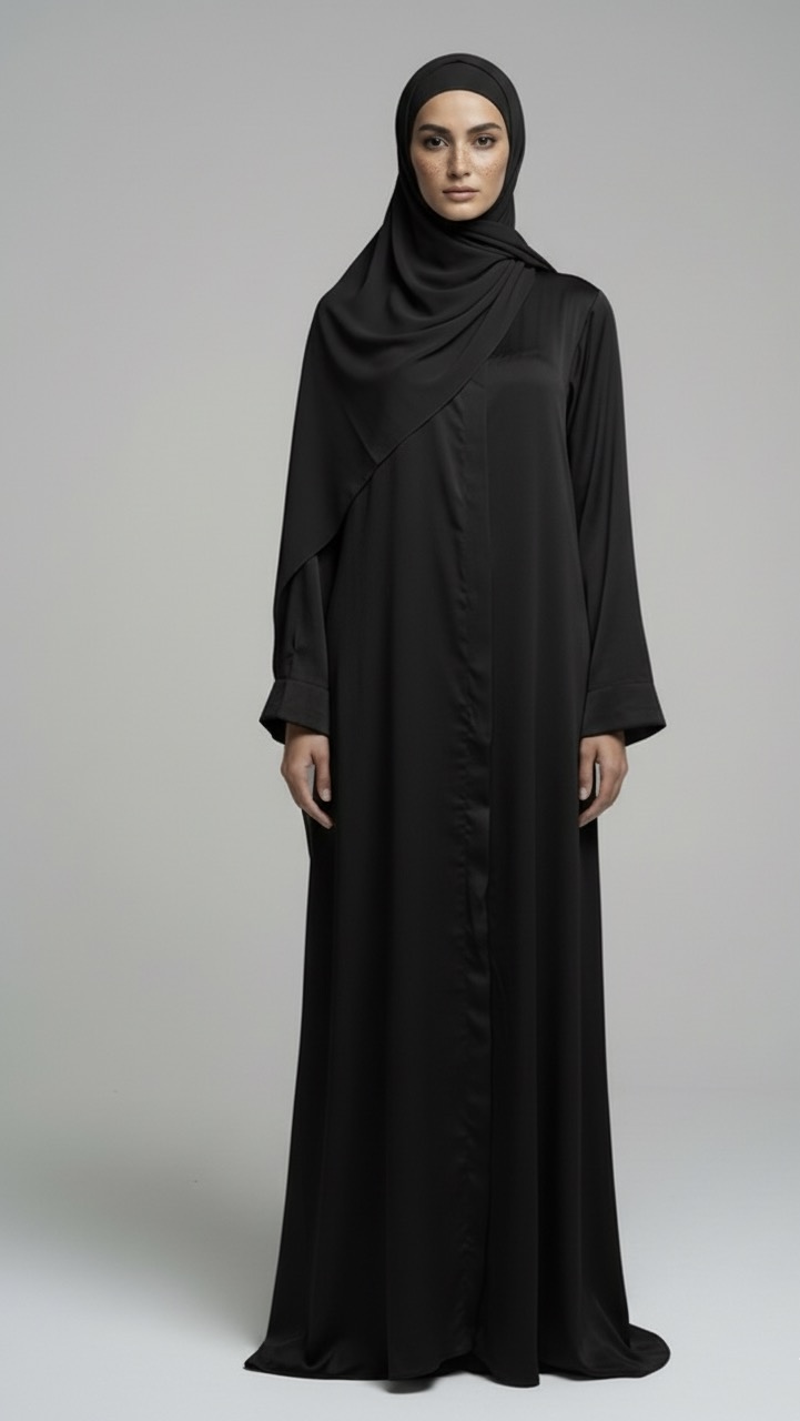 Grey Front Open Abaya