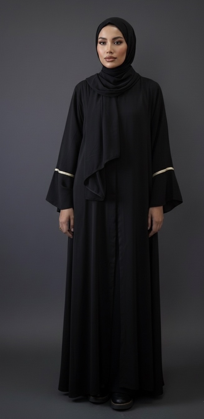 Green and Gold Cuffed Abaya