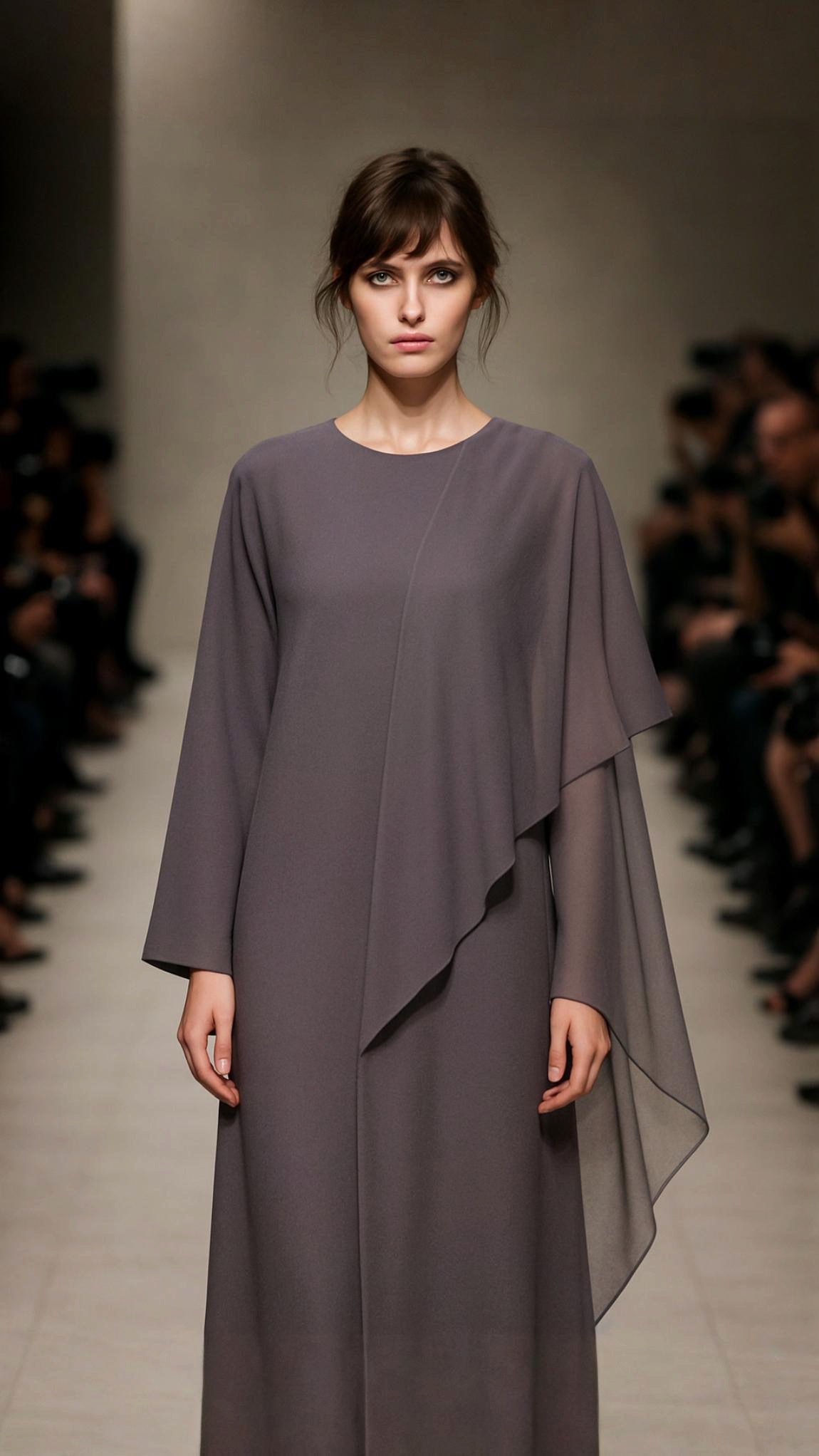 Dusty Purple Abaya With Georgette Cape