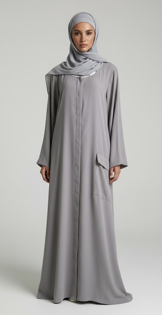 Grey Pocketed Abaya