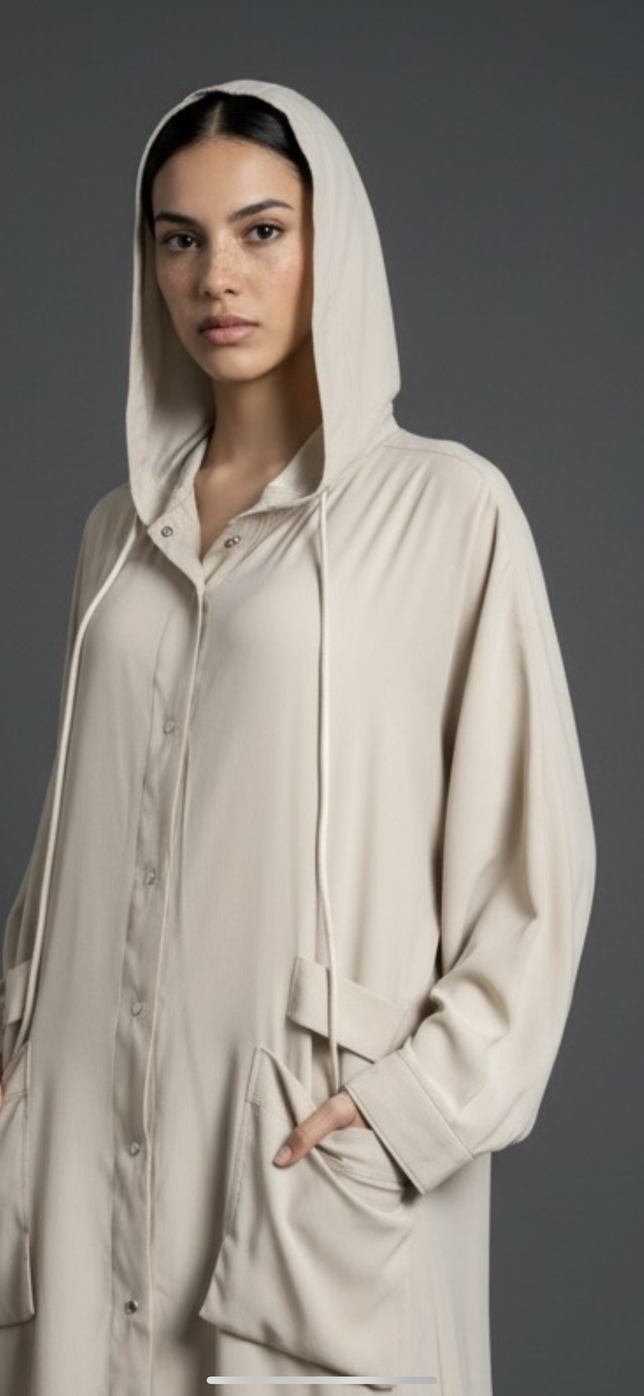 Beige Hoodie Abaya
