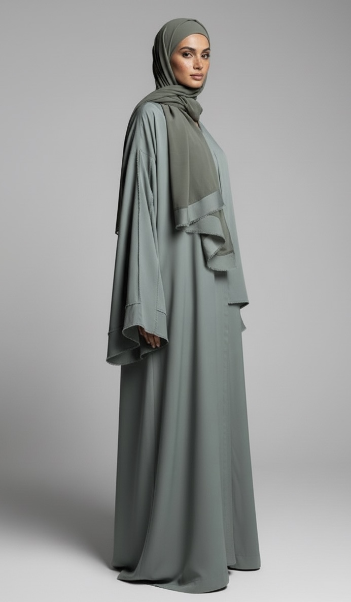 Green Unfinished Abaya