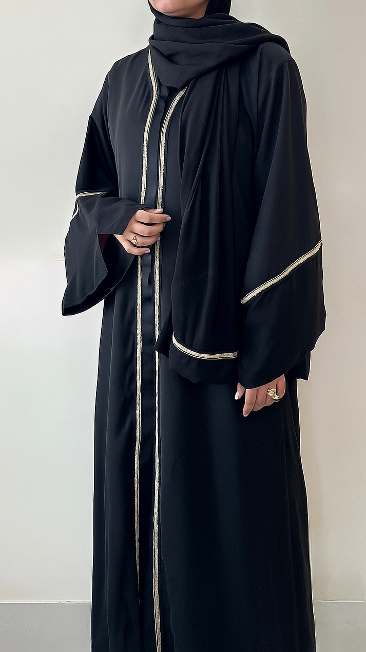 Black and Gold lace Abaya