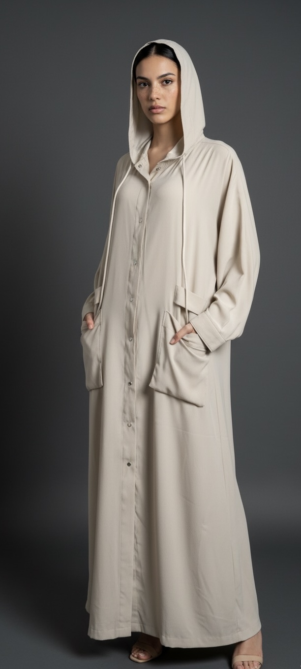 Beige Hoodie Abaya