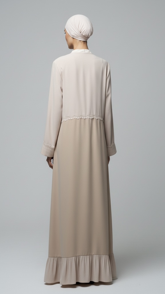 Beige and Lilac Lace Abaya