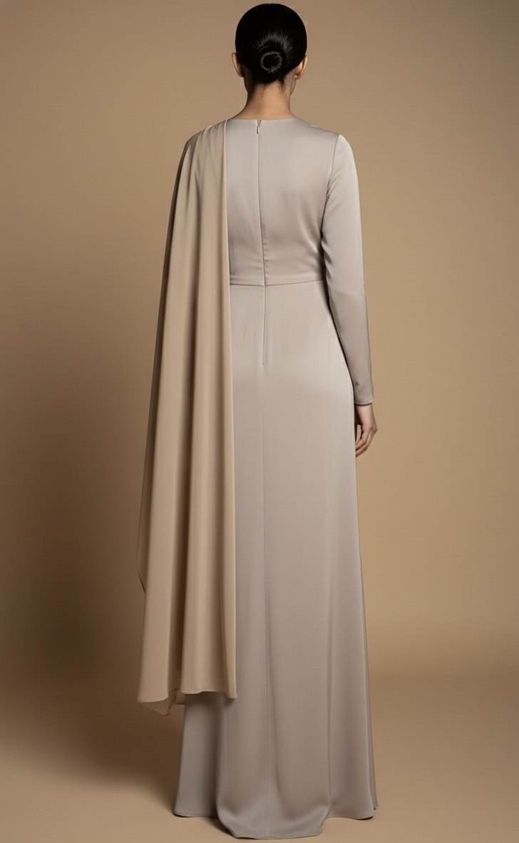 Beige Gathered Dress