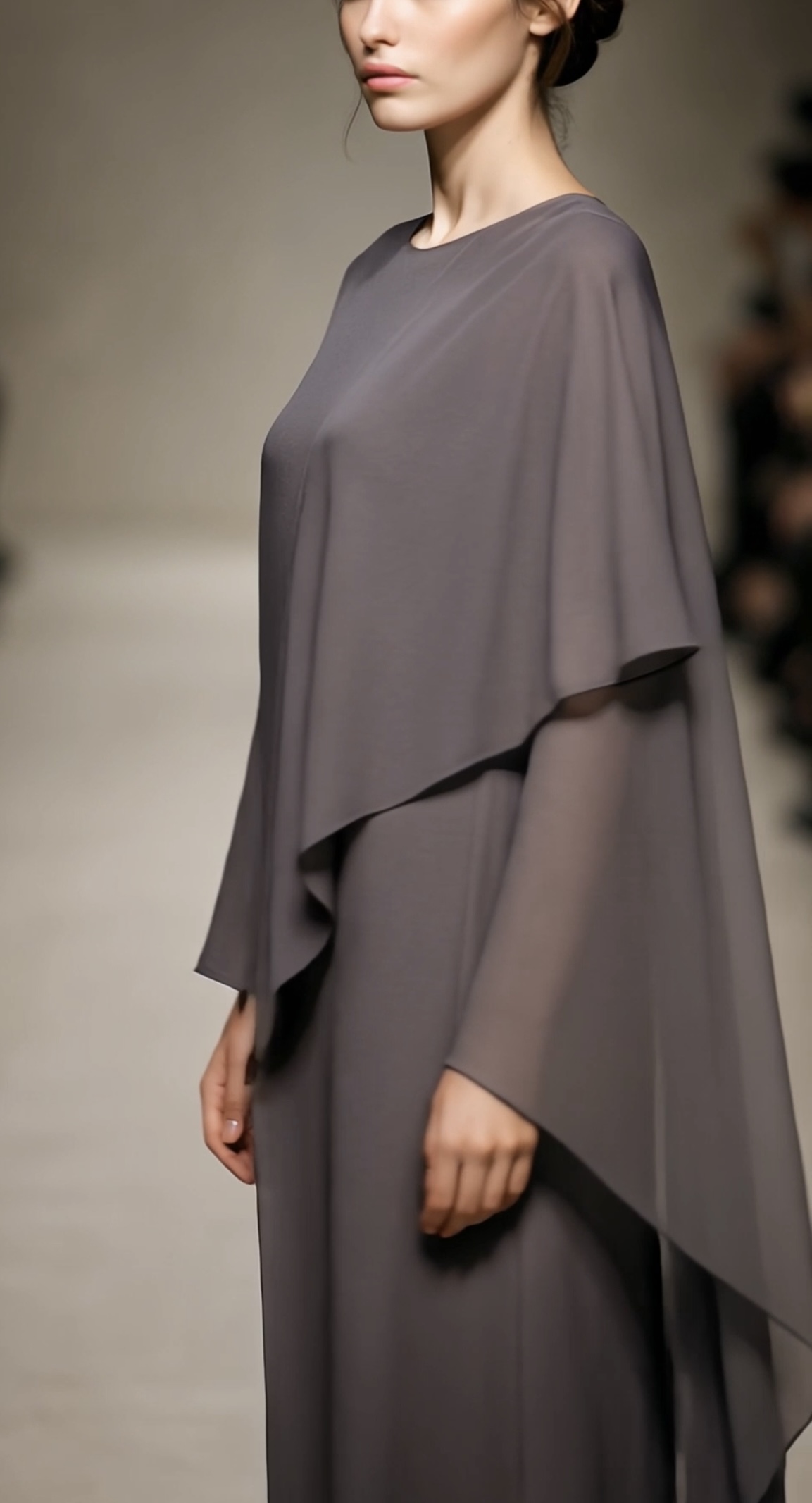 Dusty Purple Abaya With Georgette Cape