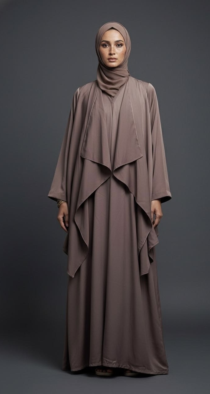 Dusty Mauve layered abaya