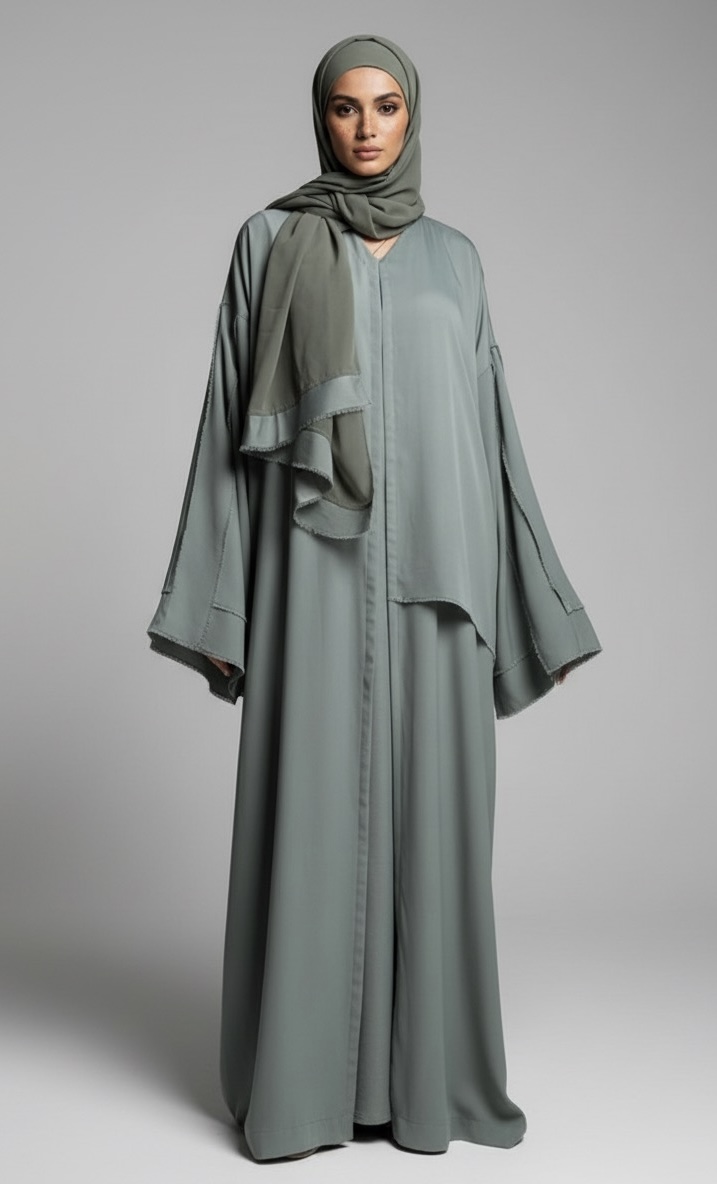 Green Unfinished Abaya