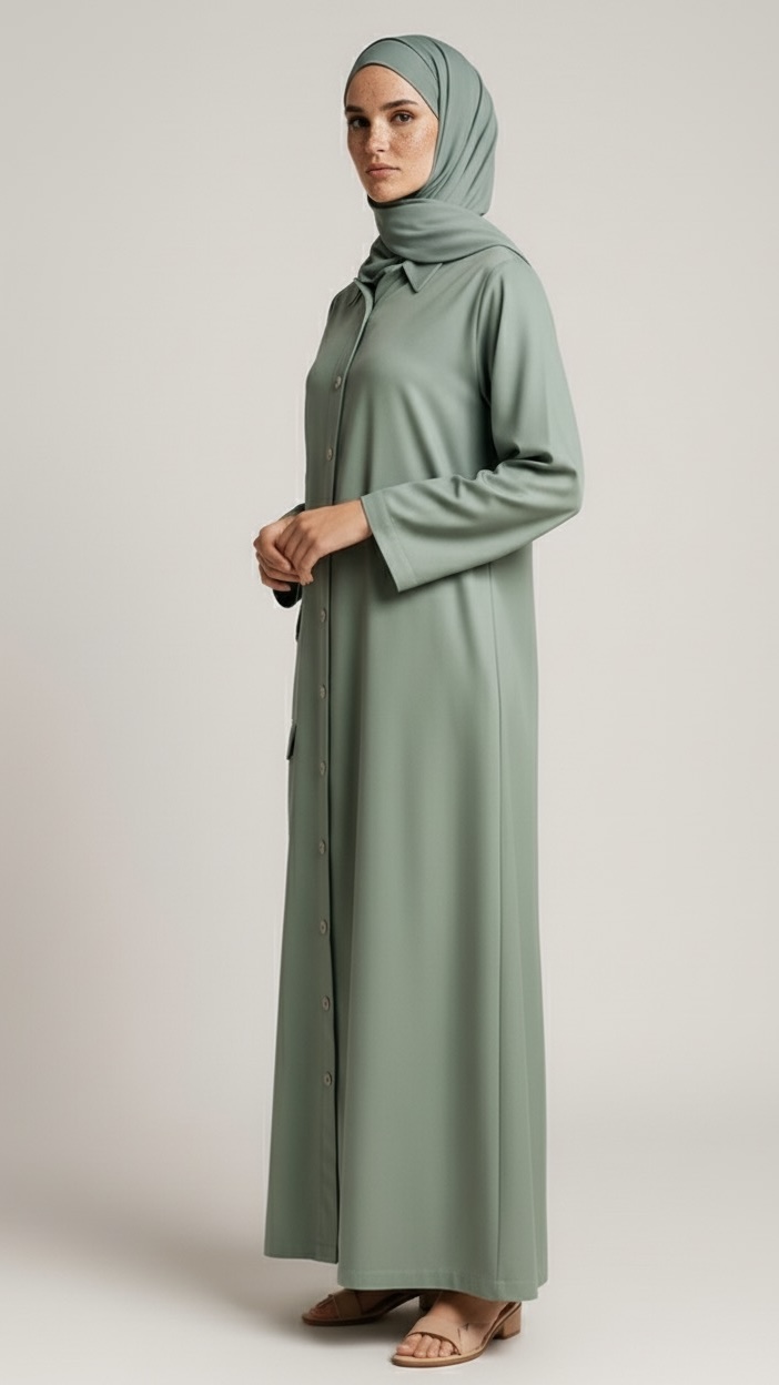 Sage Green Double Pocketed Abaya