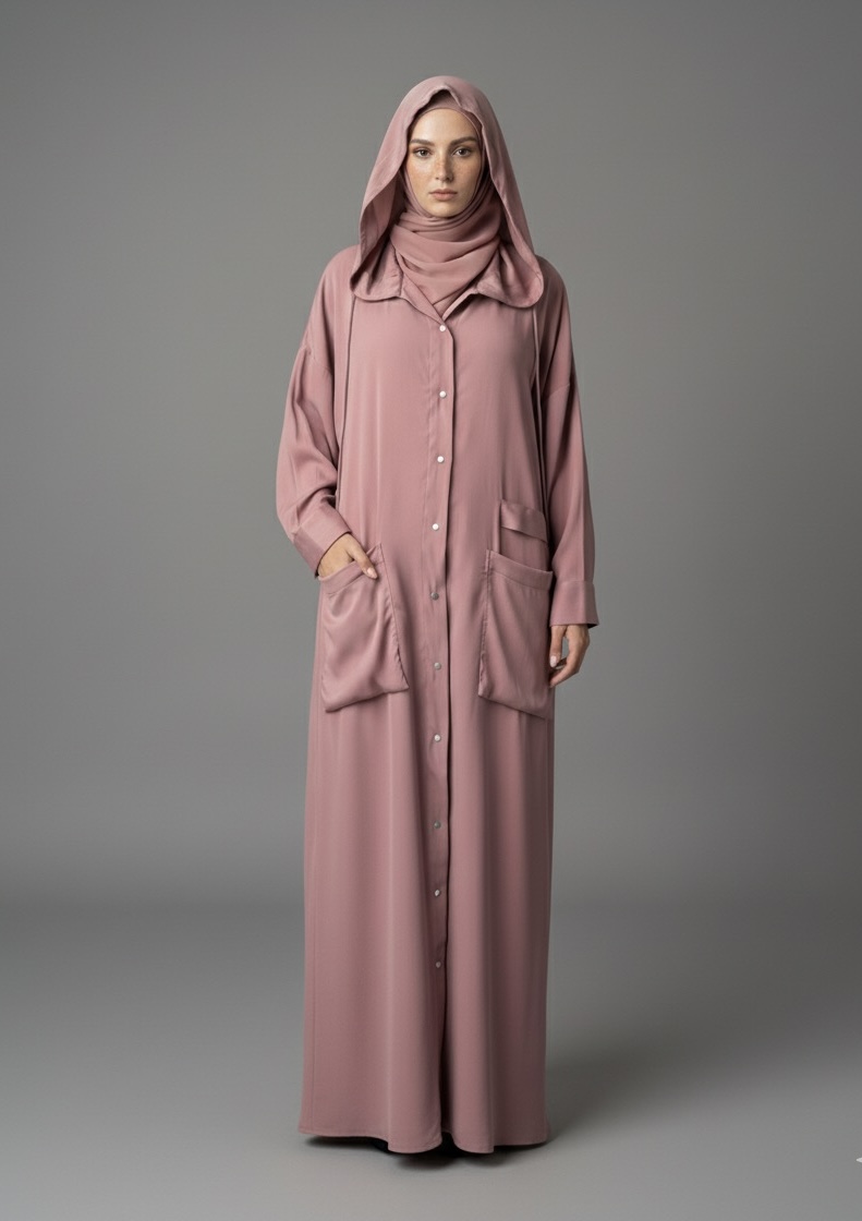 Old Rose Hoodie Abaya