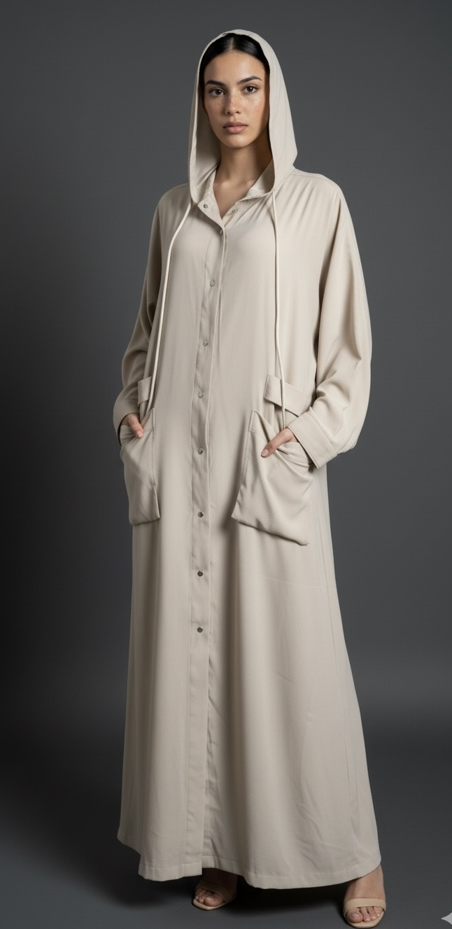 Beige Hoodie Abaya