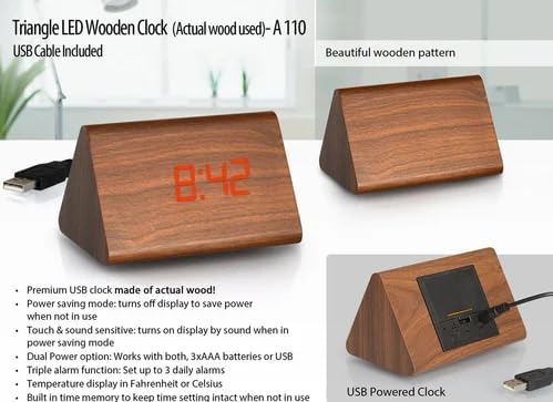 Wooden Desk Clock, A110BR