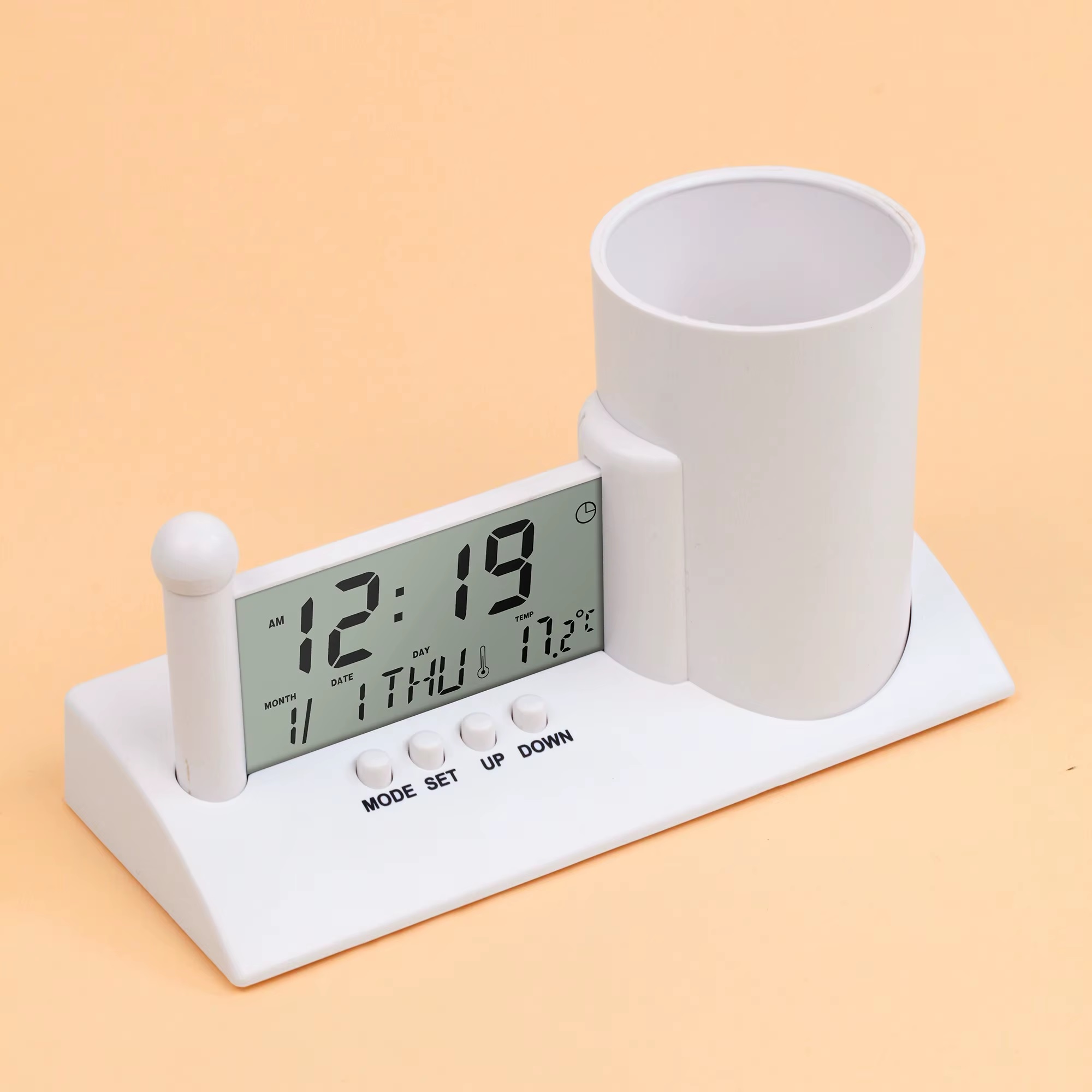 Digital Desk Clock with Pen Holder