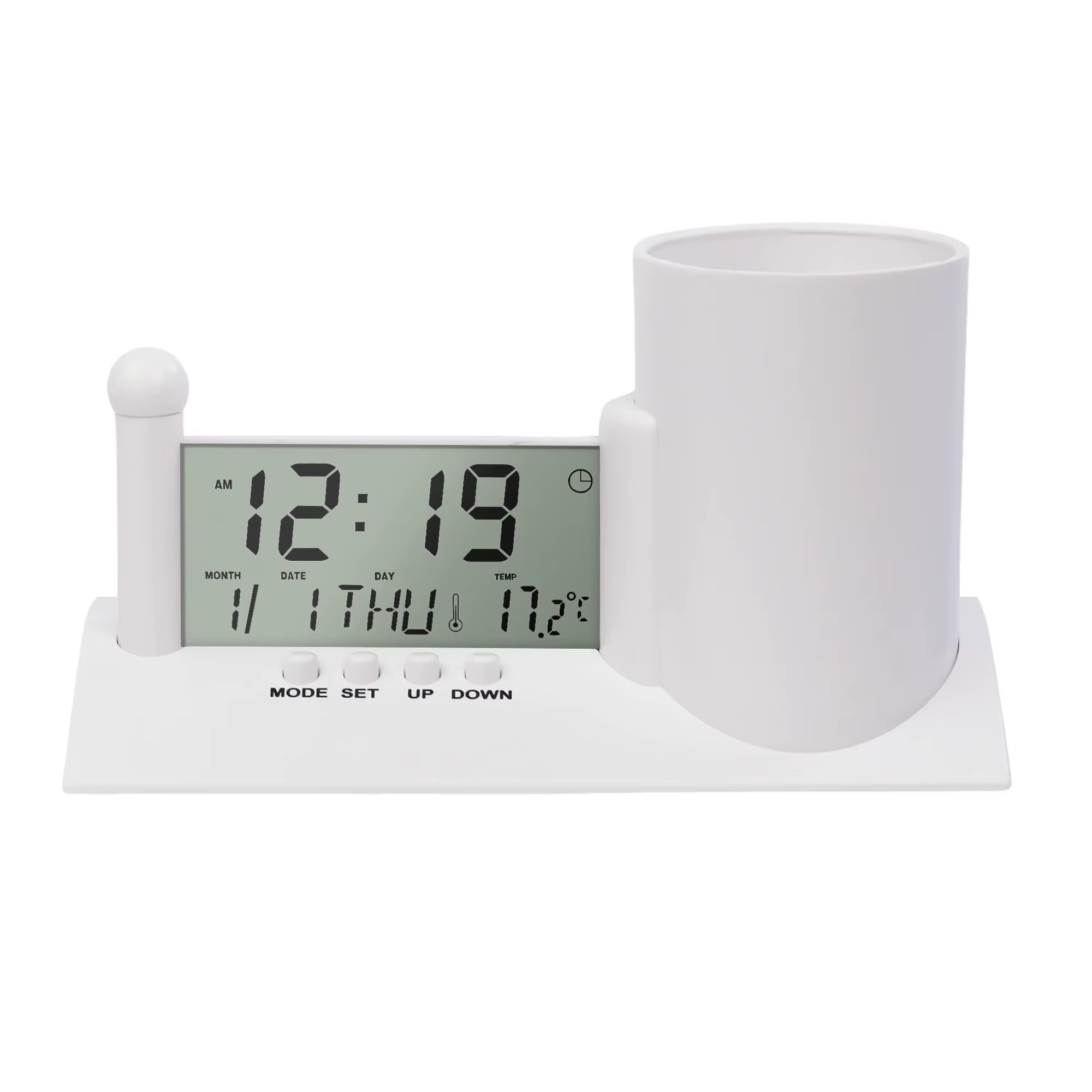 Pen Holder With Clock, Desk Organizer Clock