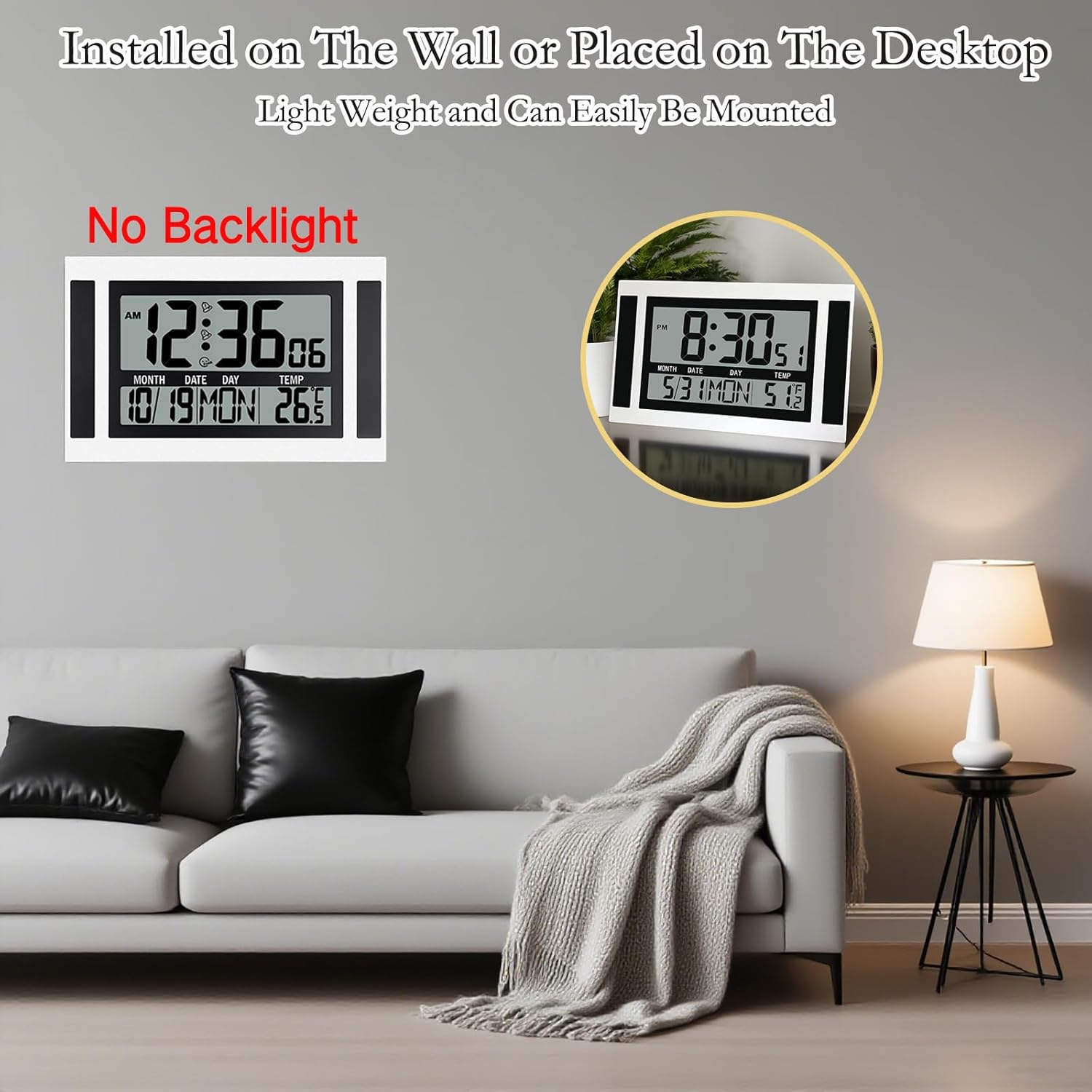 LCD Digital Wall/Desk Clock