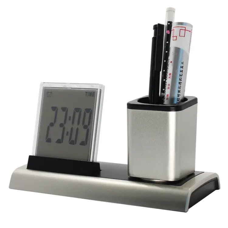 Desktop Pen Holder with Clock