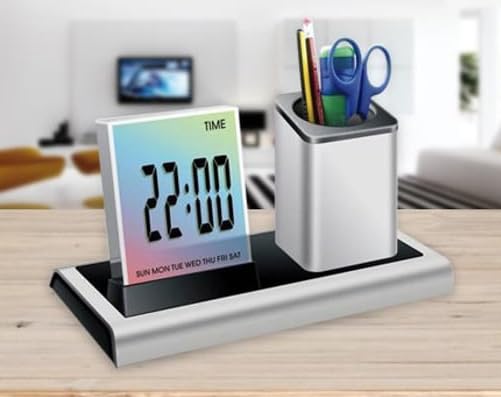 Desktop Pen Holder with Clock