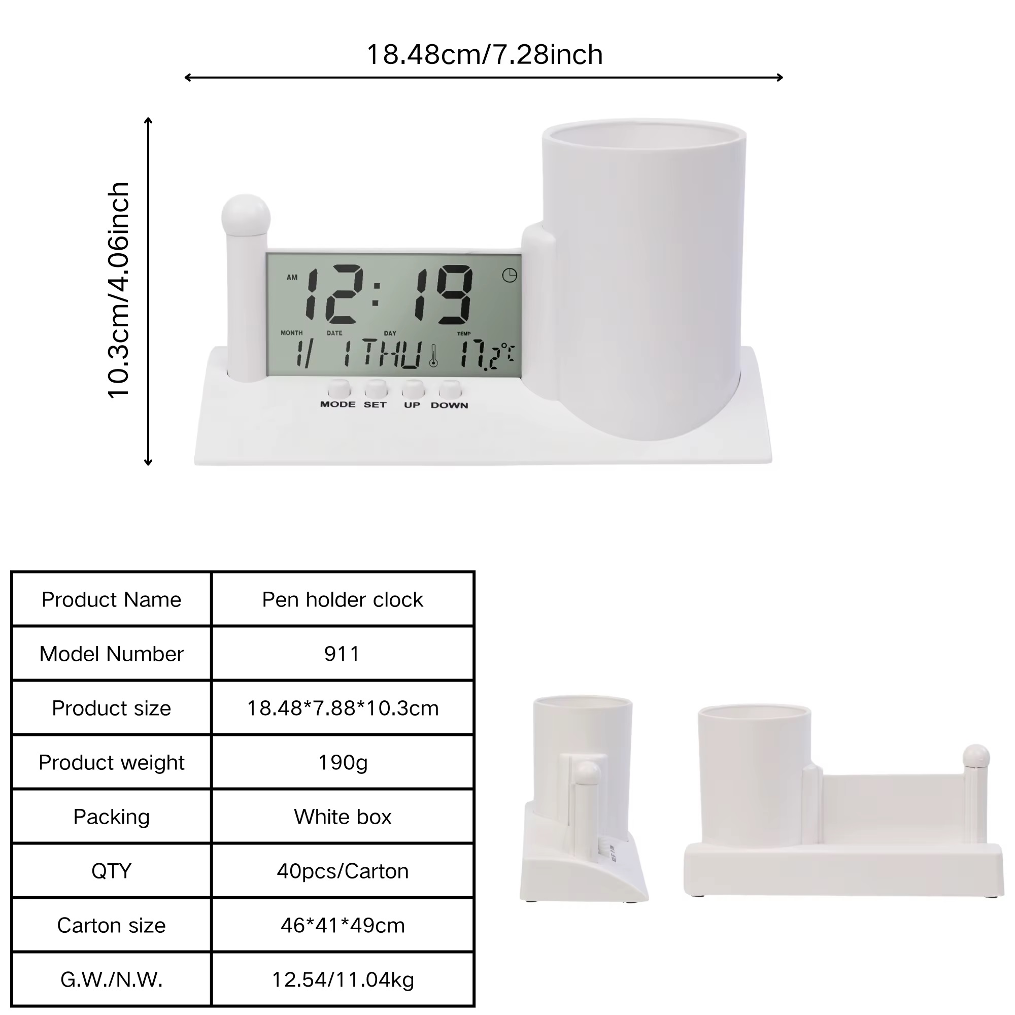 Pen Holder With Clock, Desk Organizer Clock