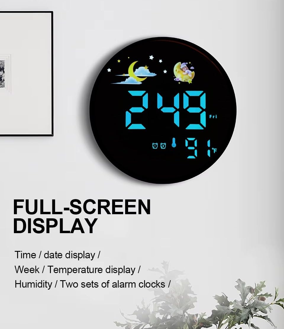 LED Wall Clock with Remote Control, 