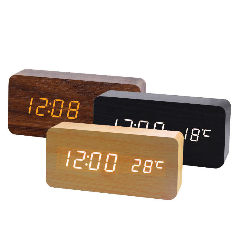Digital LED Wooden Alarm Clock