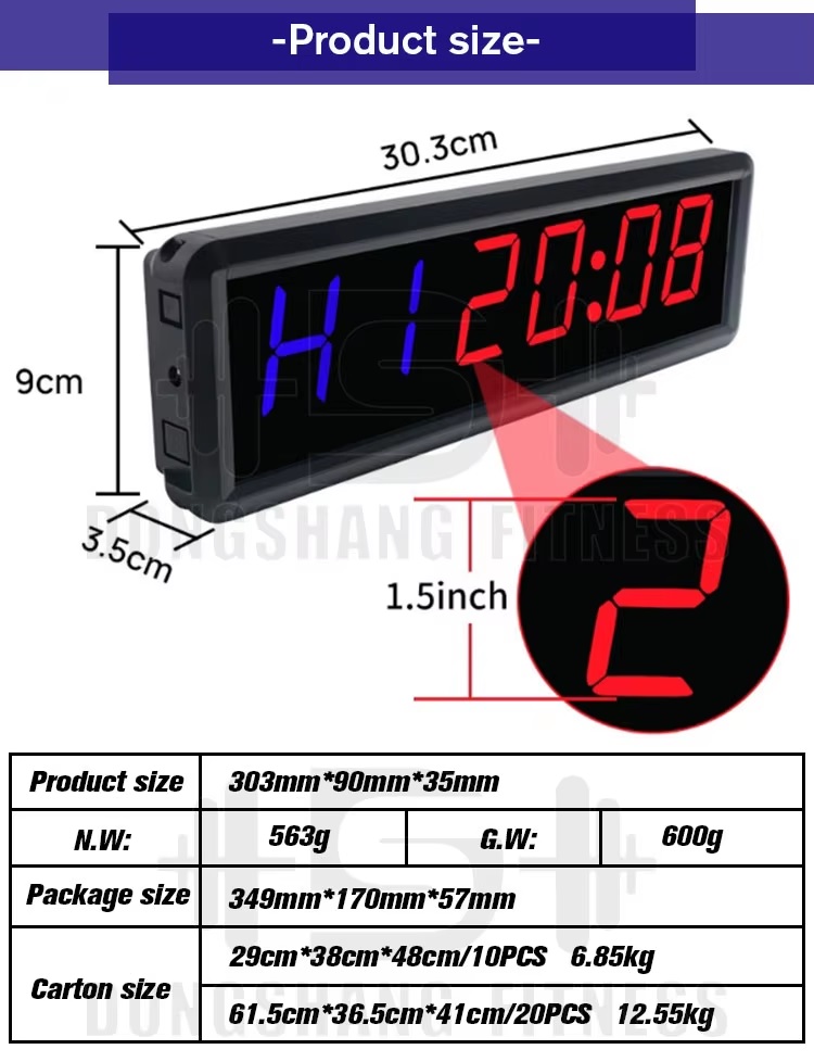 LED Clock Interval Timer Count Down/Up Stopwatch, Gym Fitness