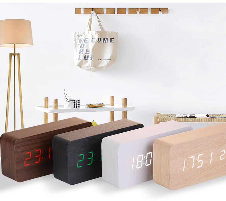 Digital LED Wooden Alarm Clock