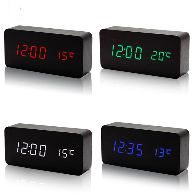 Digital LED Wooden Alarm Clock