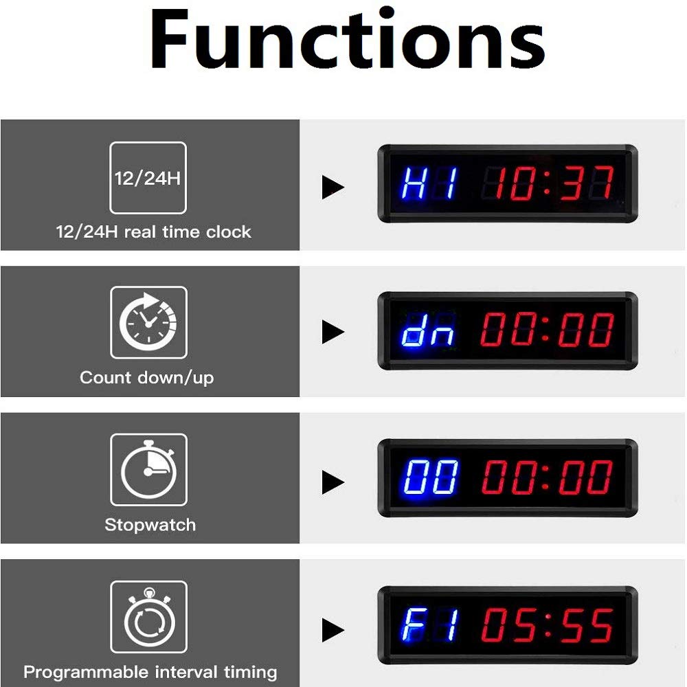 LED Clock Interval Timer Count Down/Up Stopwatch, Gym Fitness