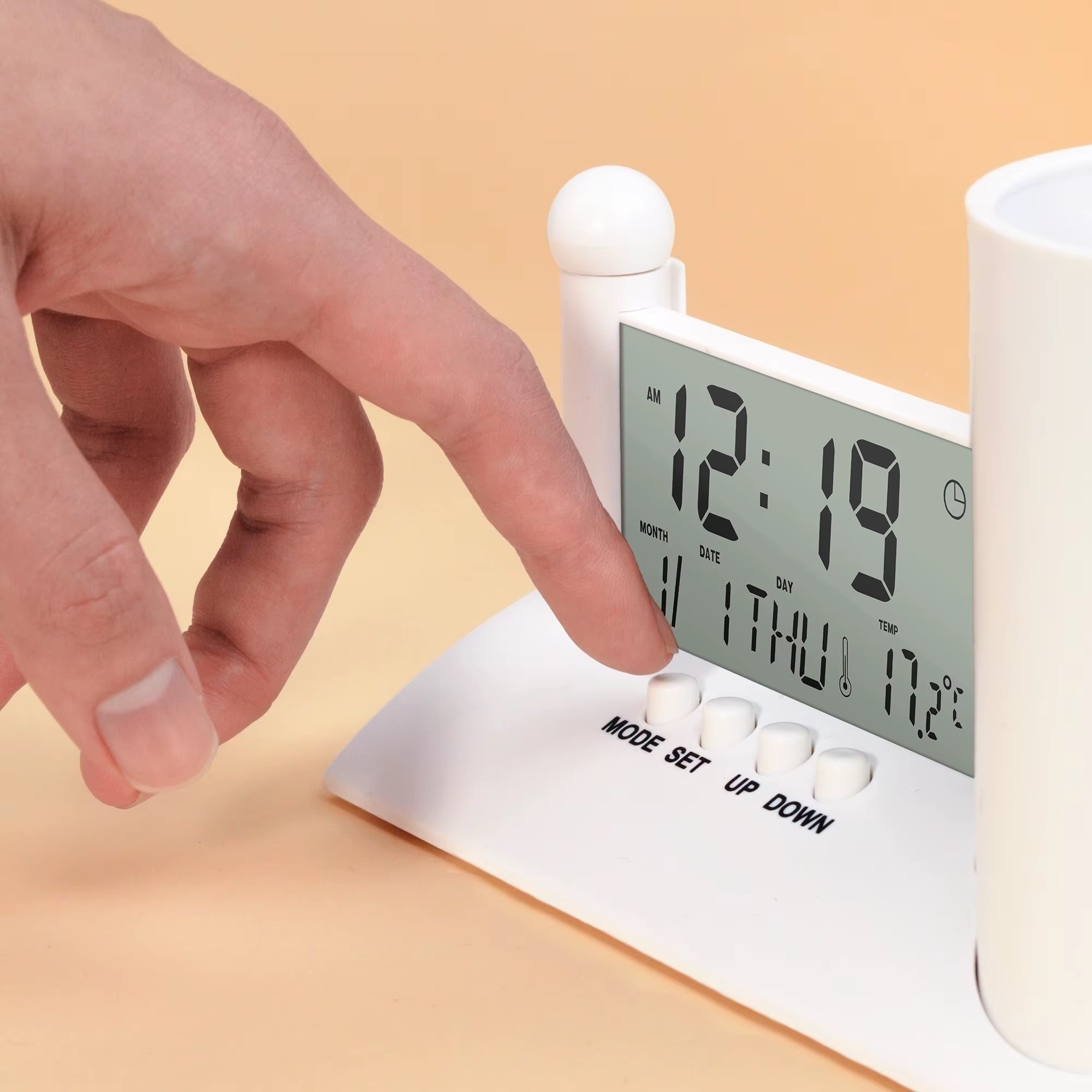 Pen Holder With Clock, Desk Organizer Clock