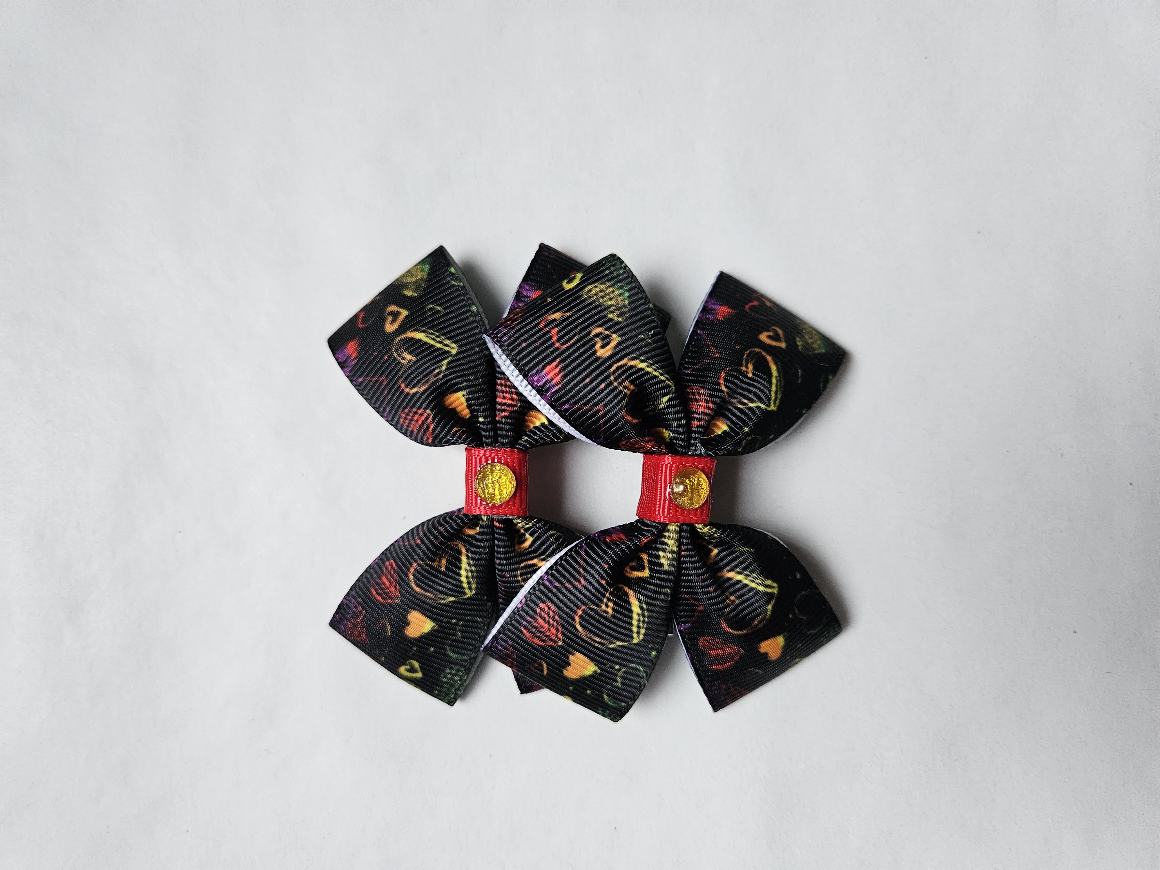 Handmade Black Heart Hair Bow