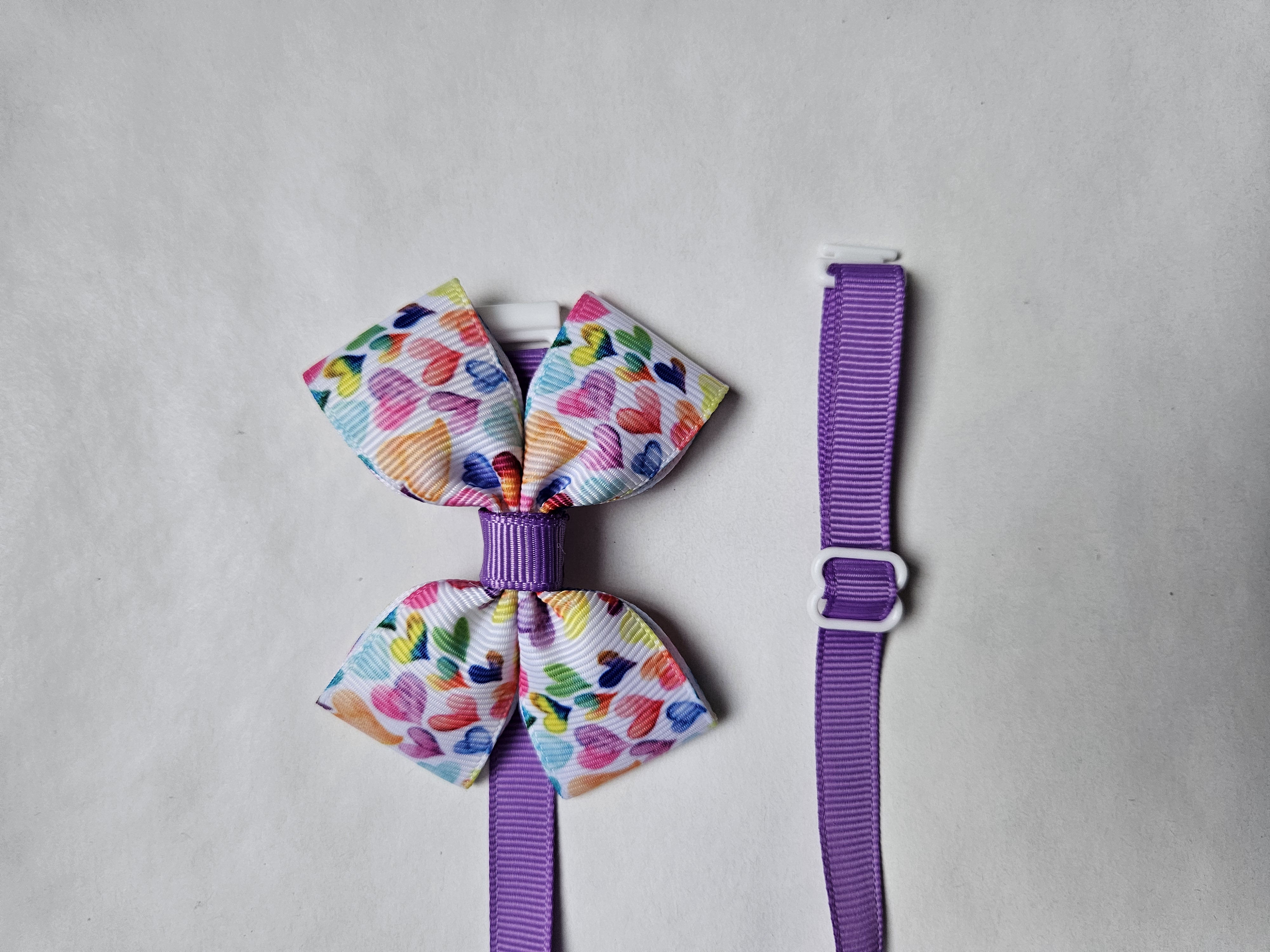 Handmade Rainbow Heart Pet Bow