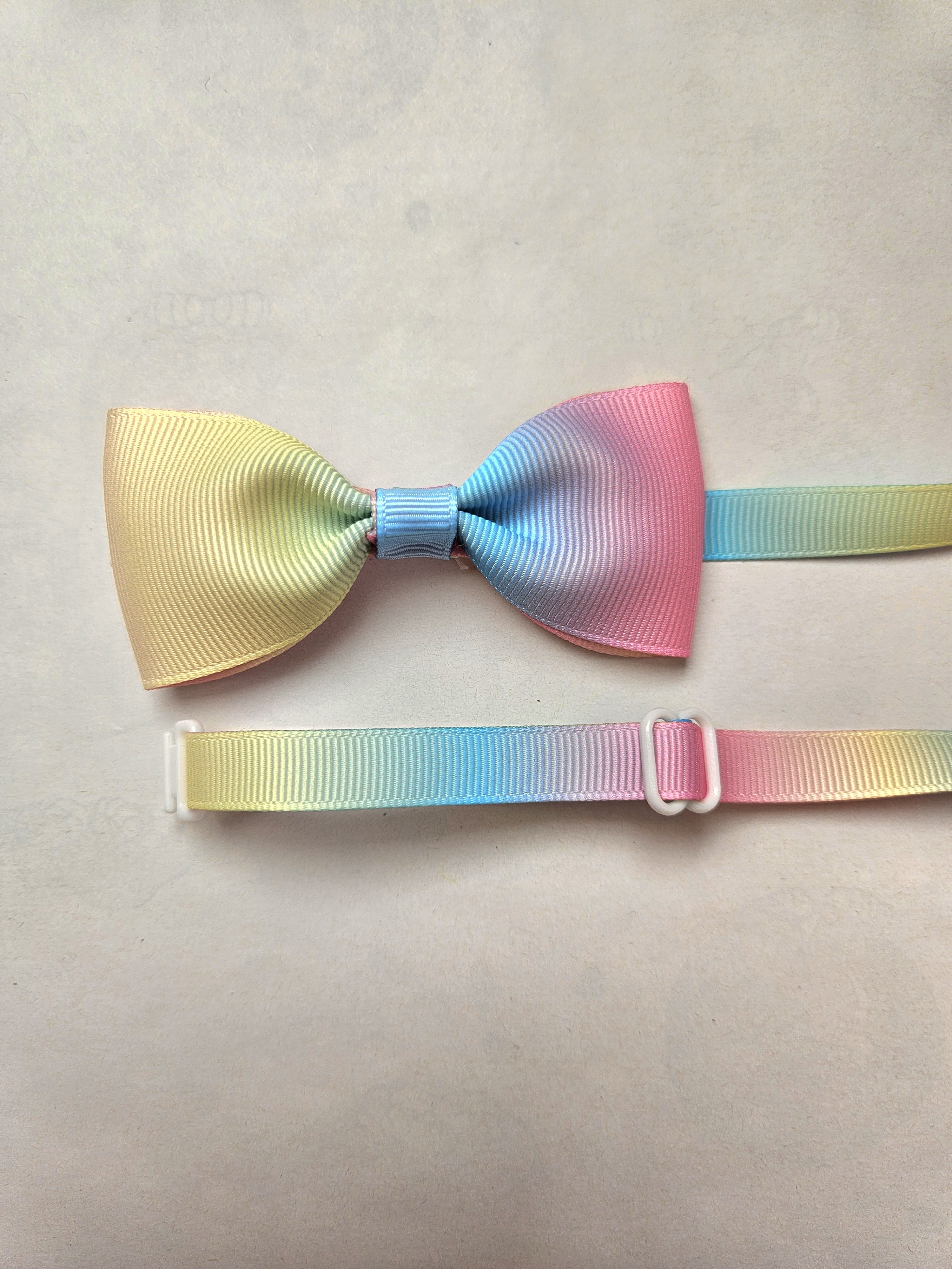 Handmade Pastel Rainbow Pet Bow  