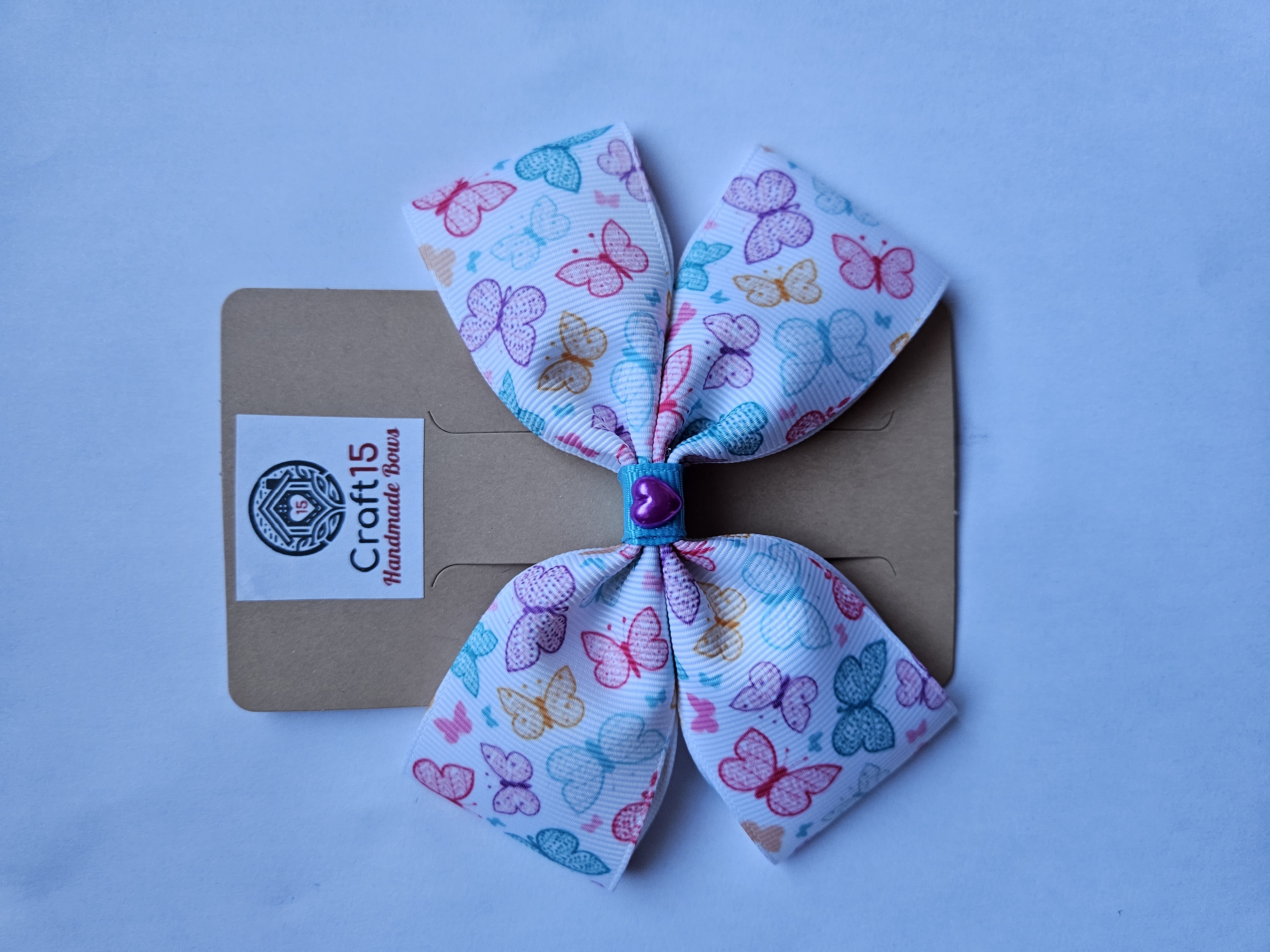 Handmade Hair Bow – Rainbow Butterflies