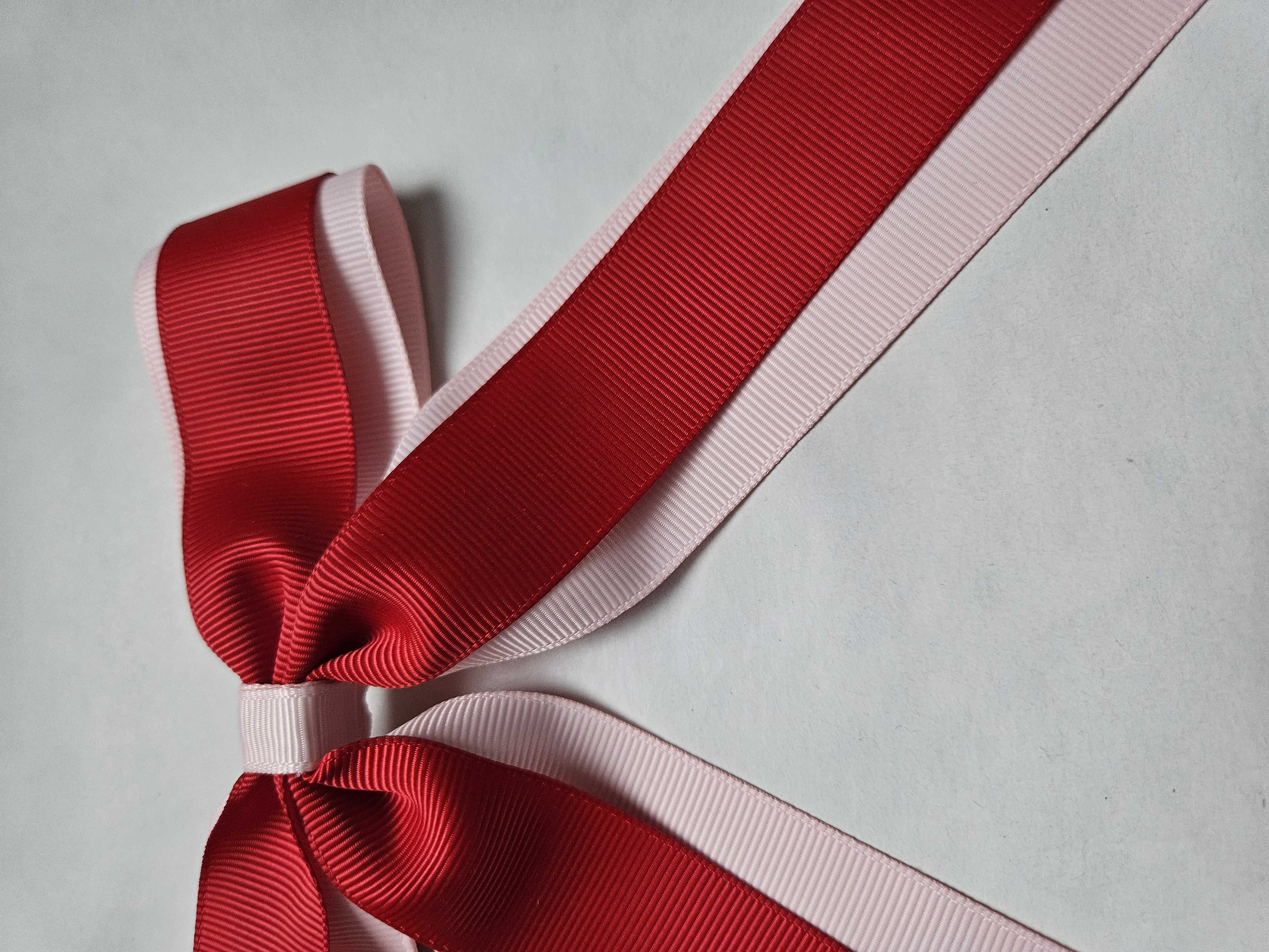 Handmade Two Colour Grosgrain Bow with Tails