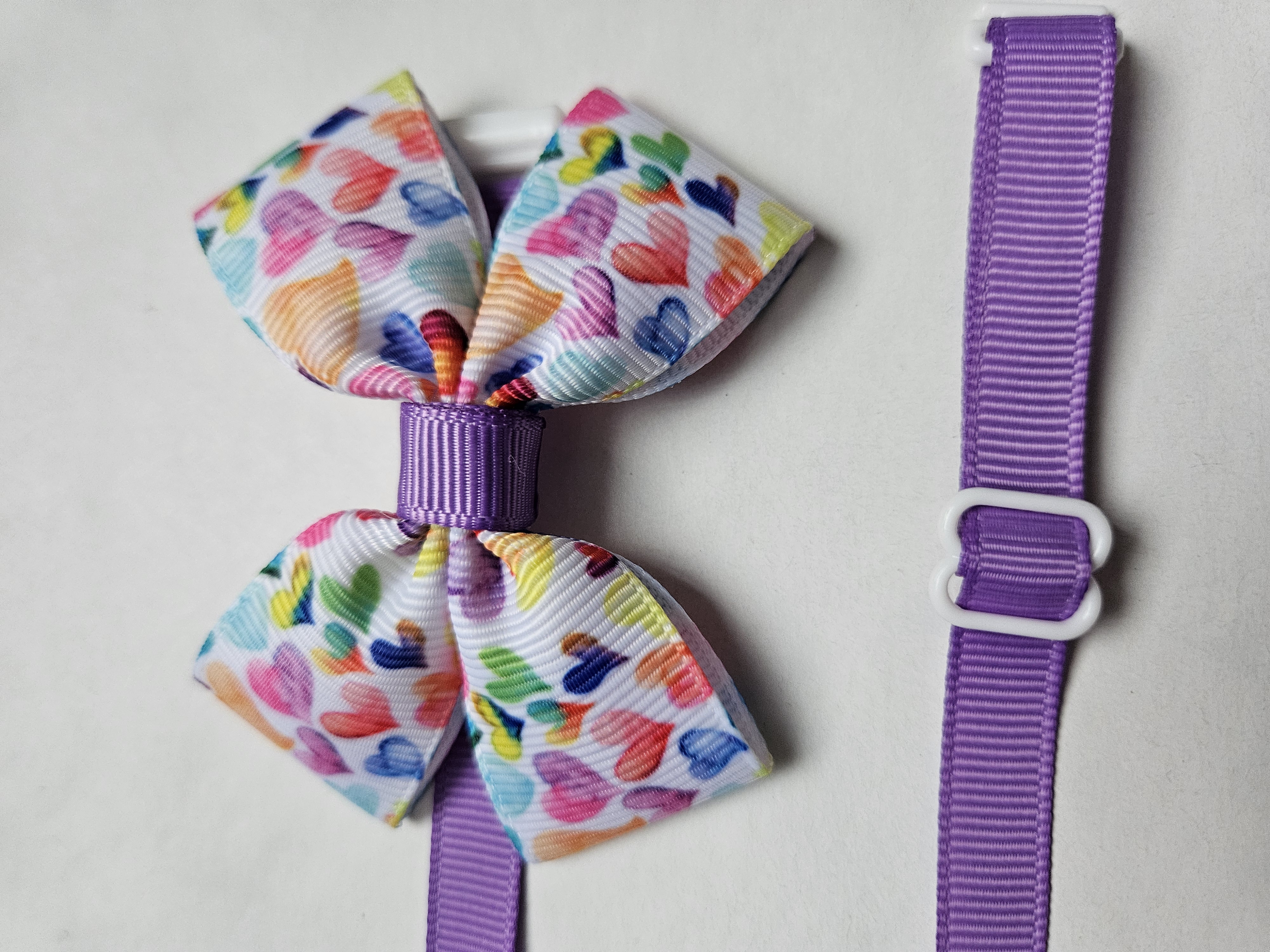 Handmade Rainbow Heart Pet Bow