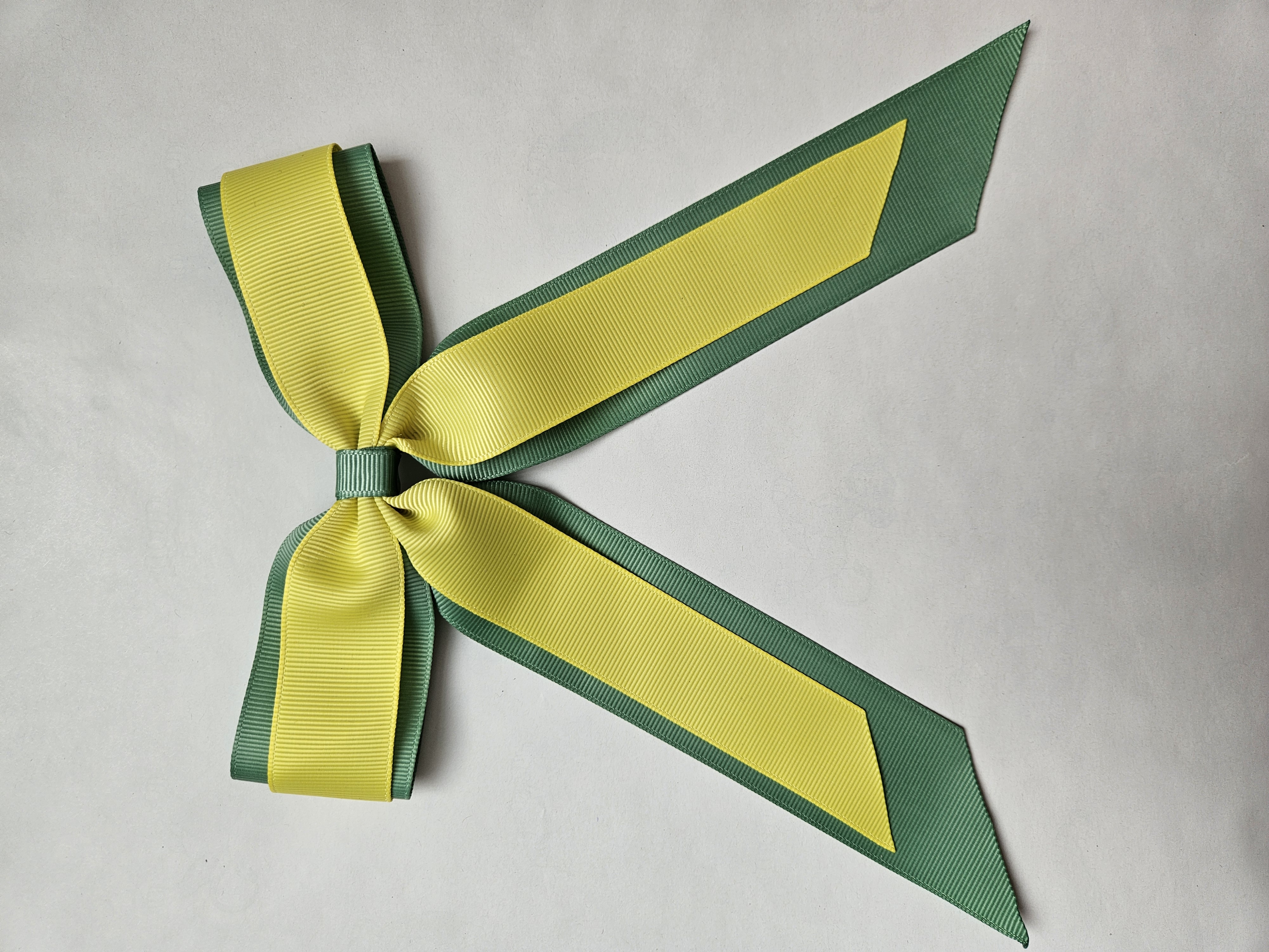 Handmade Two Colour Grosgrain Bow with Tails