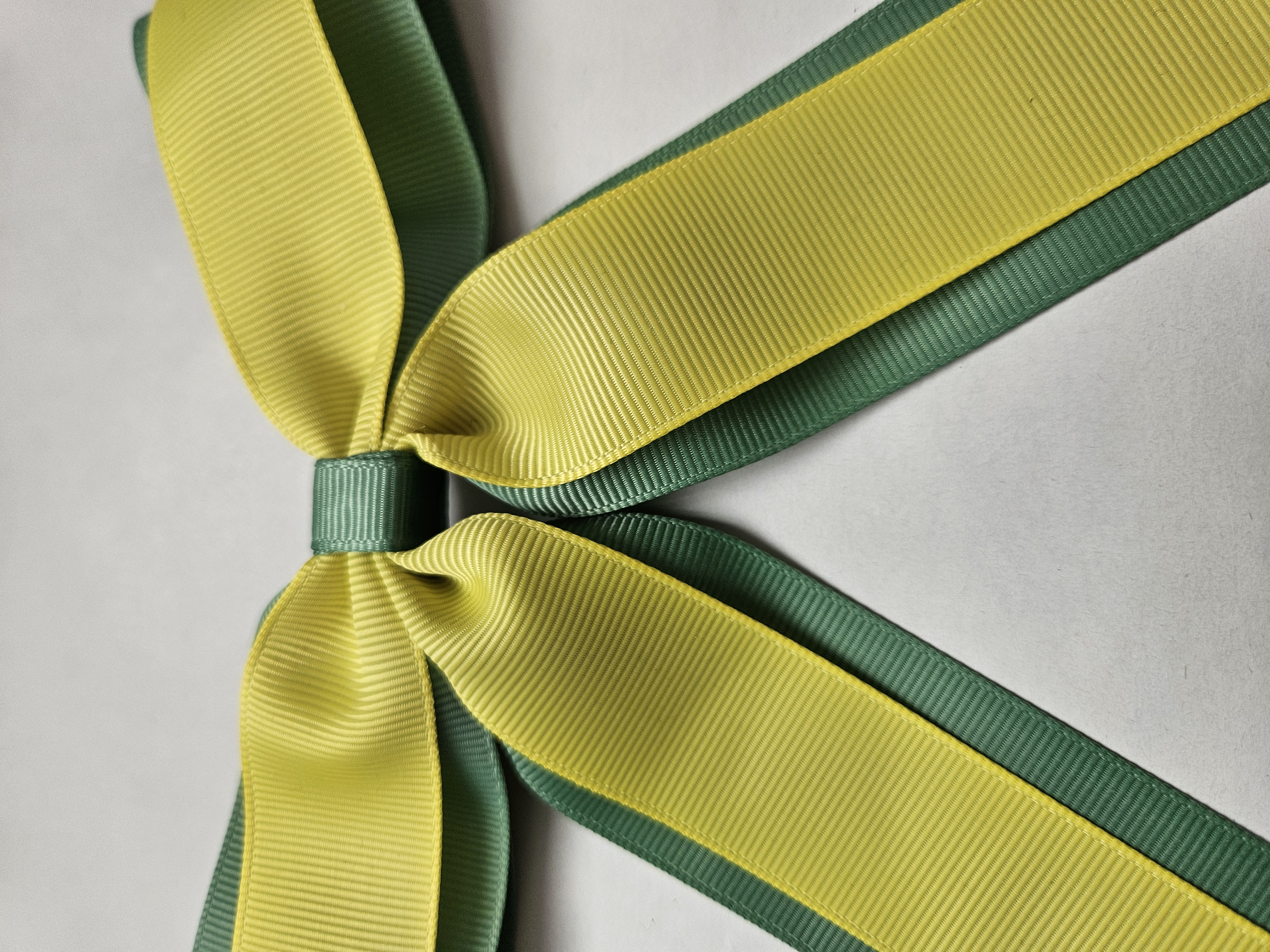 Handmade Two Colour Grosgrain Bow with Tails