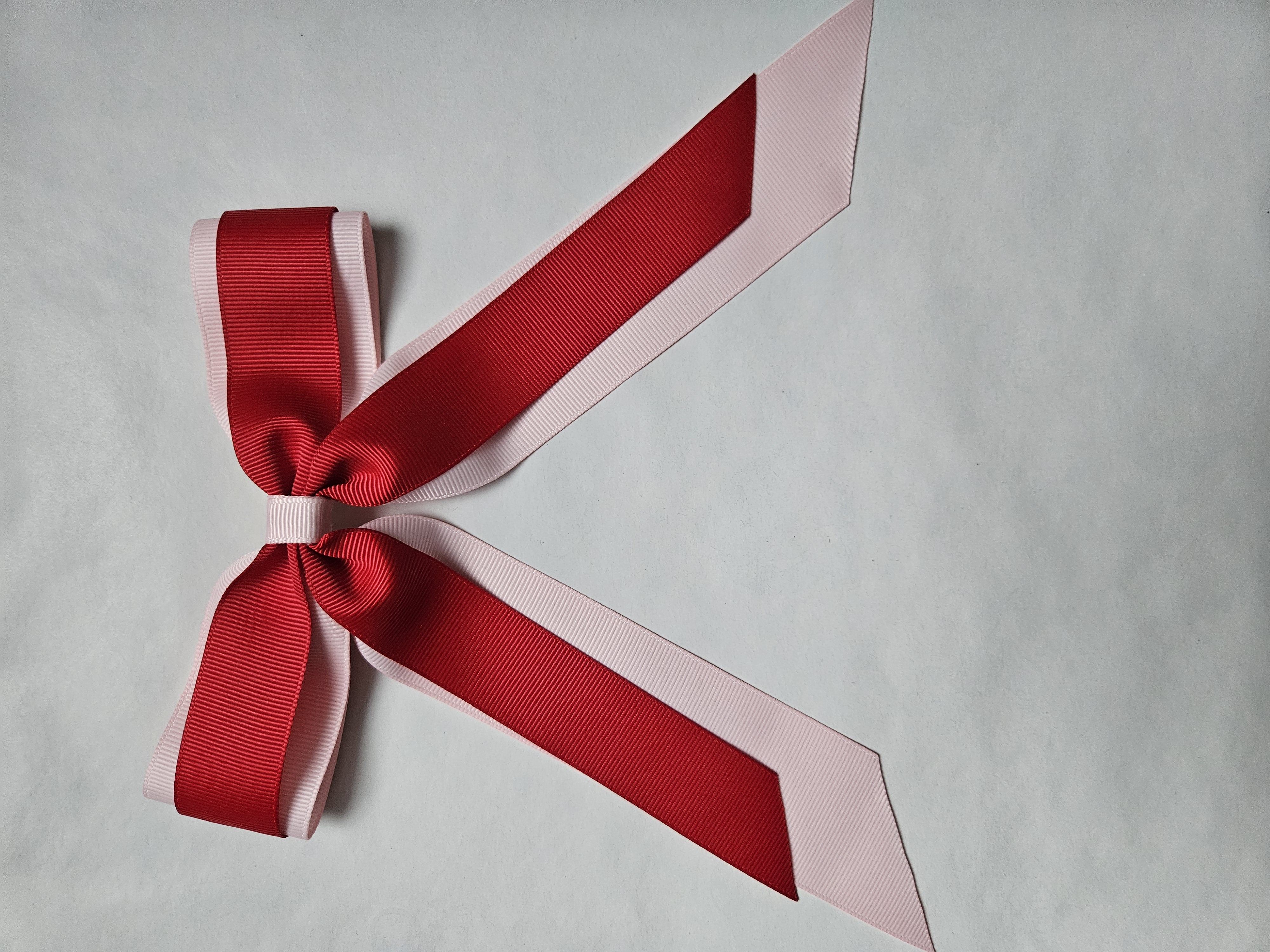 Handmade Two Colour Grosgrain Bow with Tails