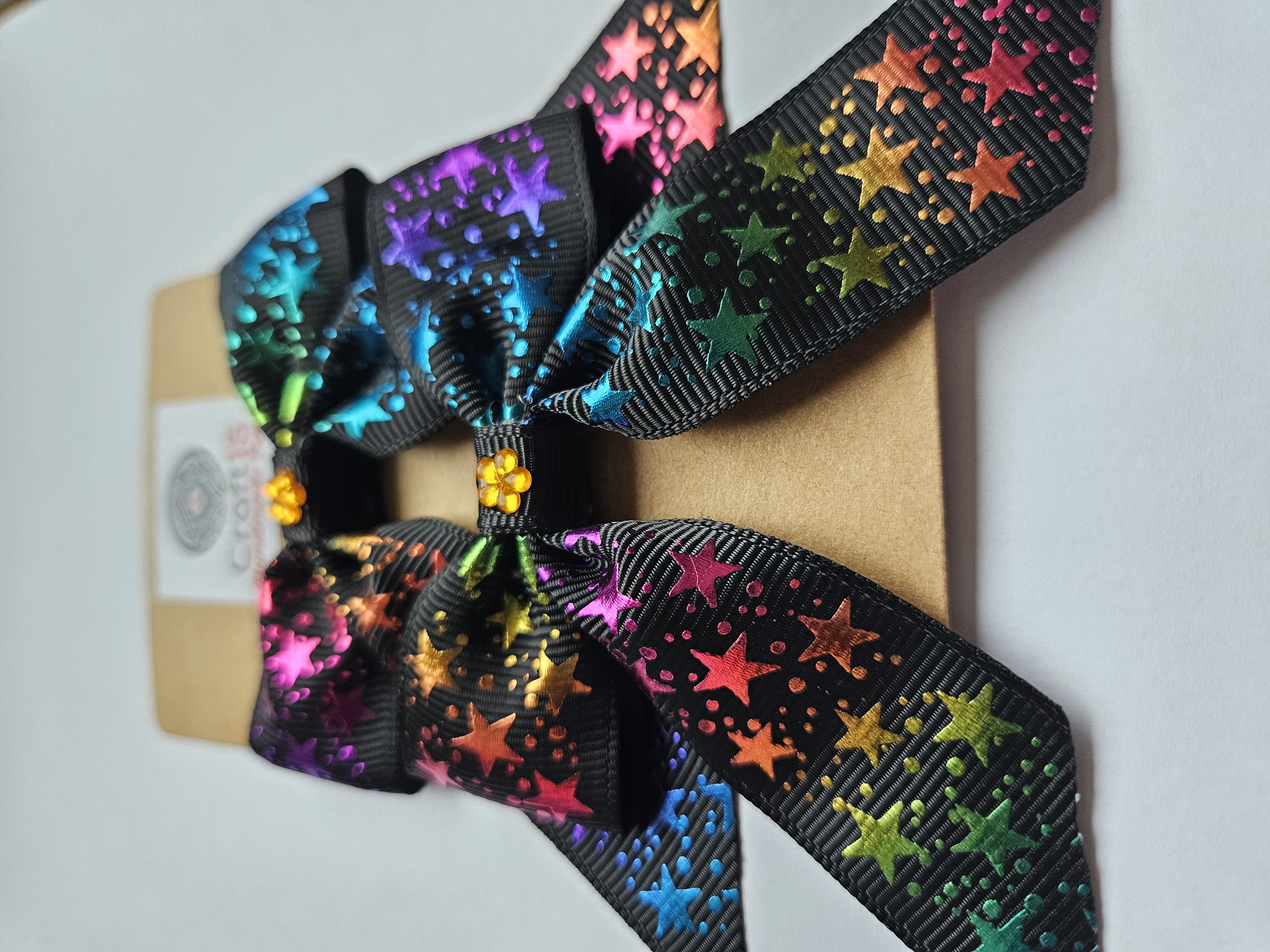 Handmade Hair Bow Set – Rainbow Stars