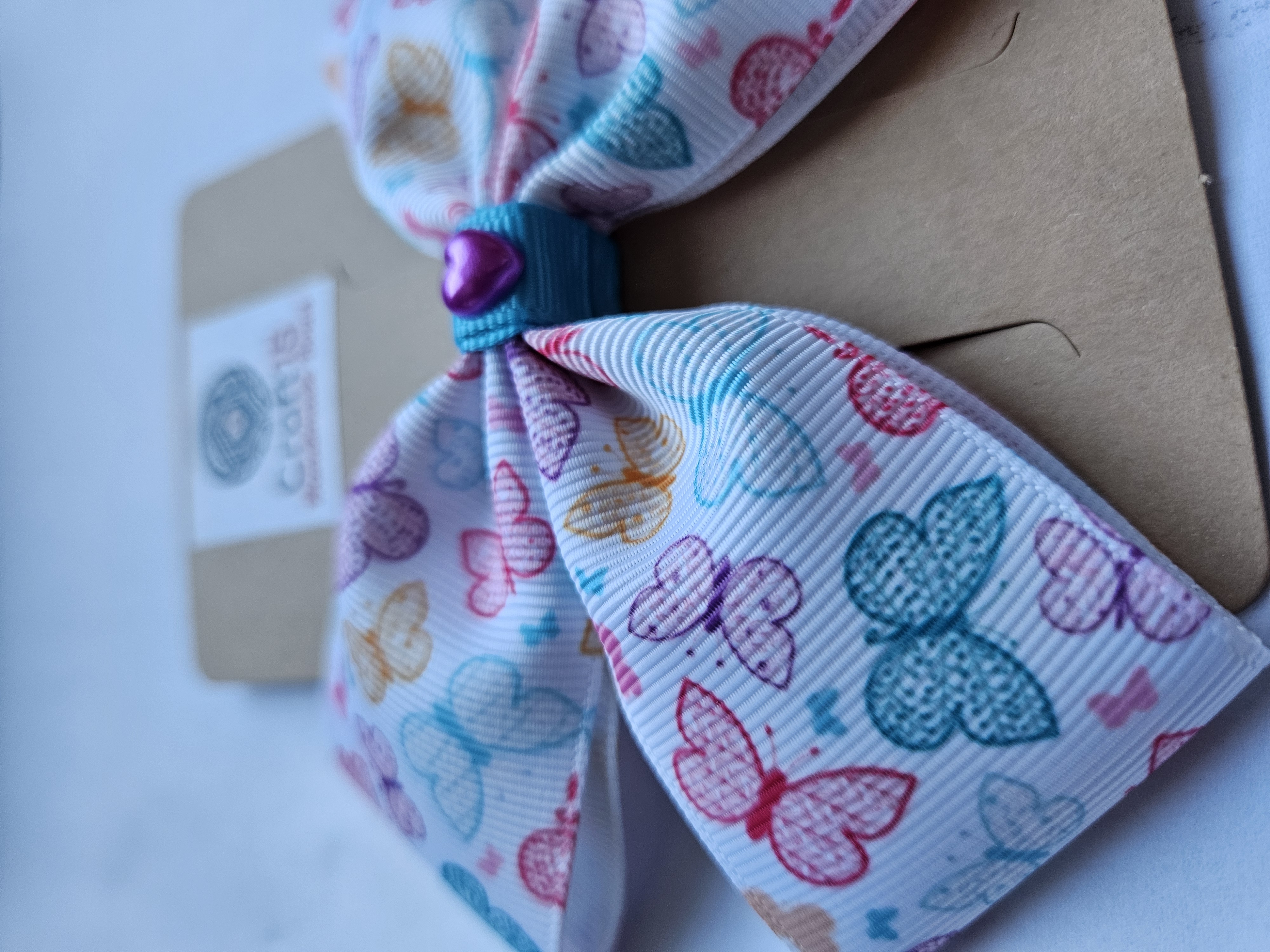 Handmade Hair Bow – Rainbow Butterflies