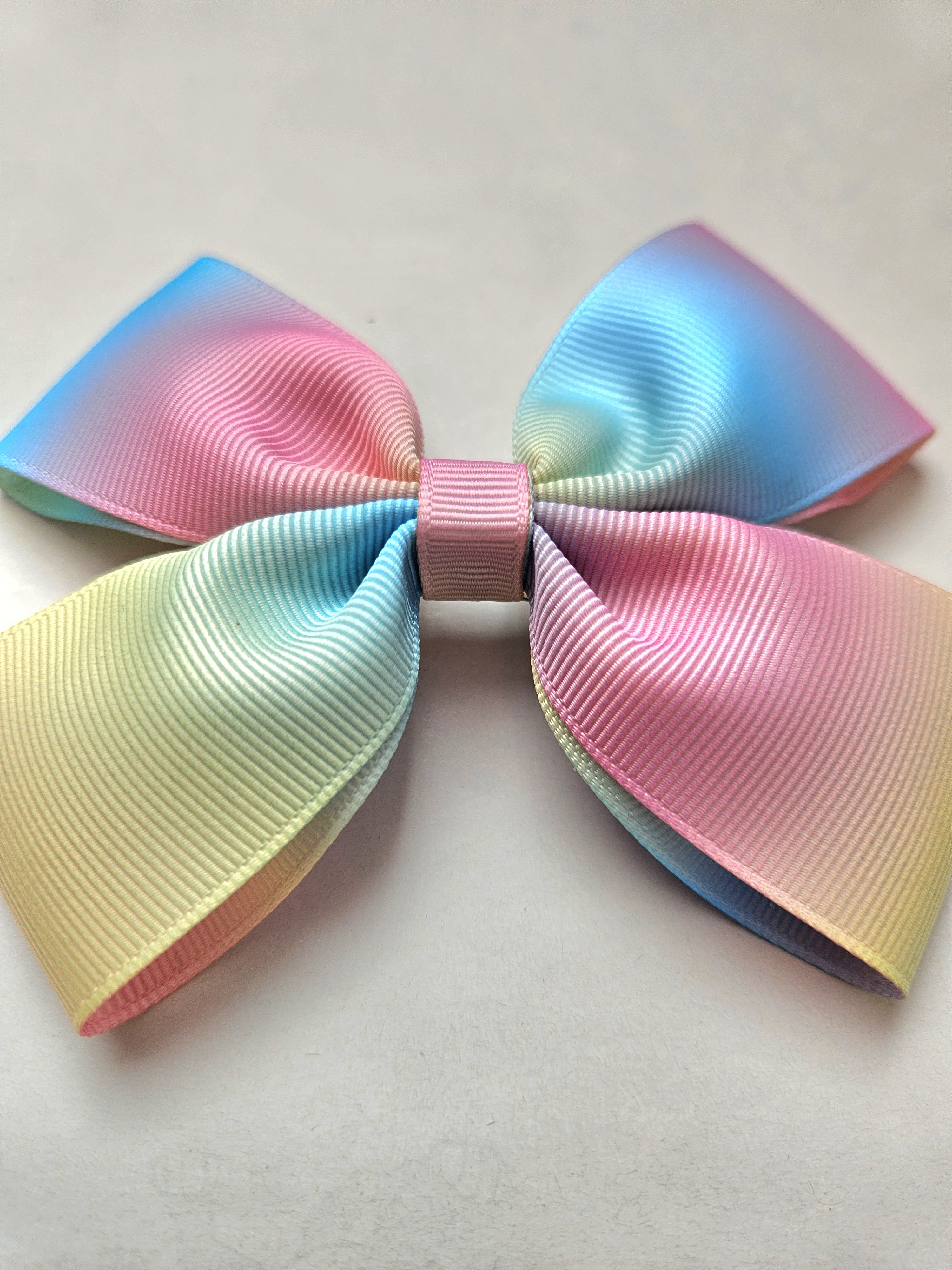 Handmade Pastel Rainbow Grosgrain Bow