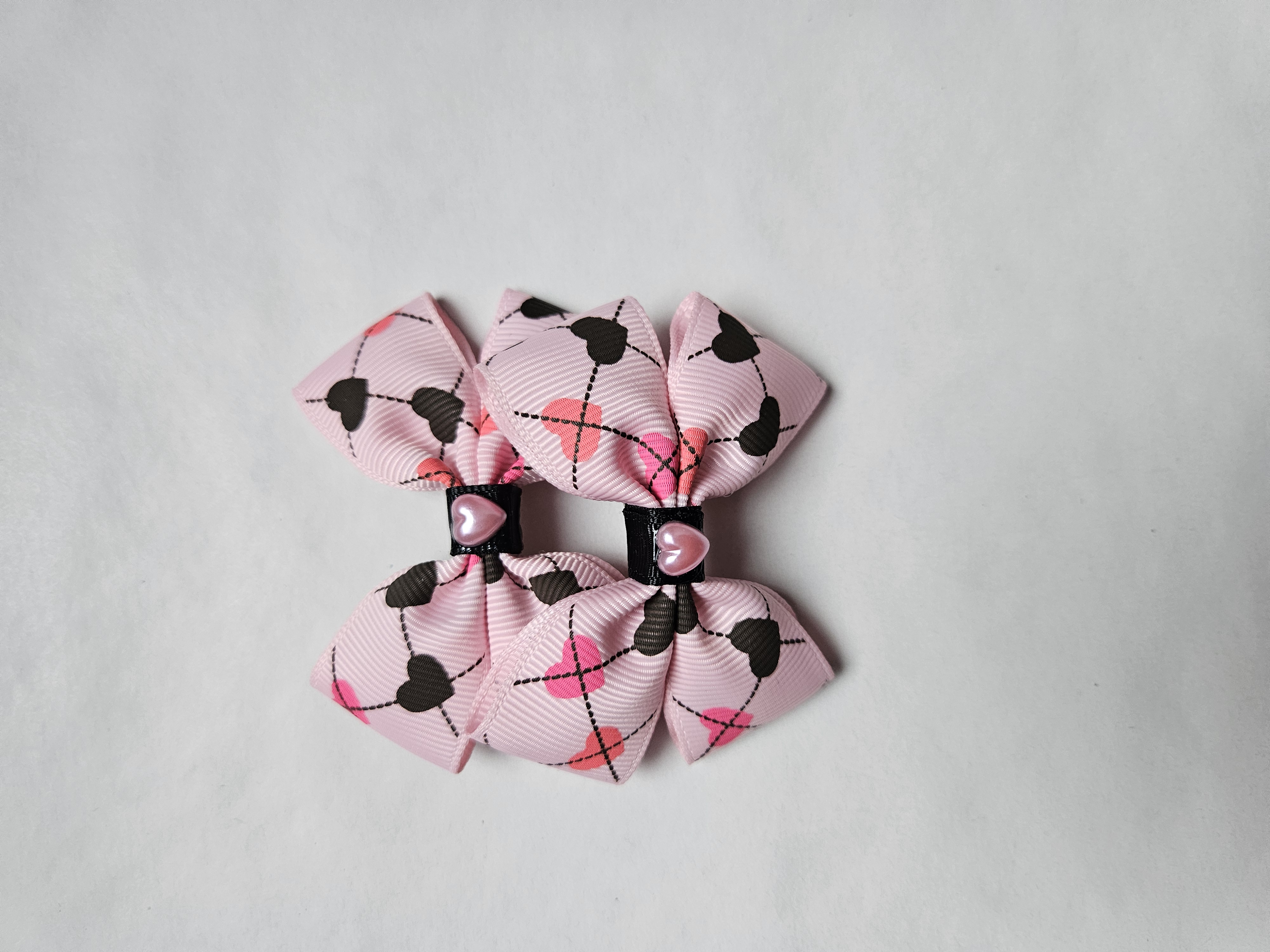 Handmade Pink Heart Hair Bow